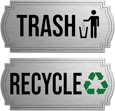 Recycle and Trash Magnets for Kitchen Cans and Recycling Bins, Dual Trash and Recycle Magnet for Garbage Can Logo Symbol, 2 M
