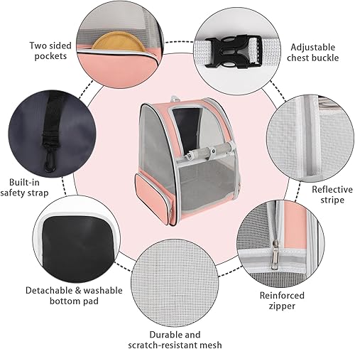 Miniatura 5 de Mochila transportadora para gatos, aprobada por aerolíneas para perros pequeños, gatos, cachorros, gatitos, conejos, diseño de malla ventilada,
