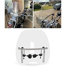19"x17" Clear Windshield Universal Compatible with Harley Davidson Honda Magna Shadow Spirit Sabre Kawasaki Vulcan Vn Yamaha Cruiser Motorcycle Transparent Windscreen Durable