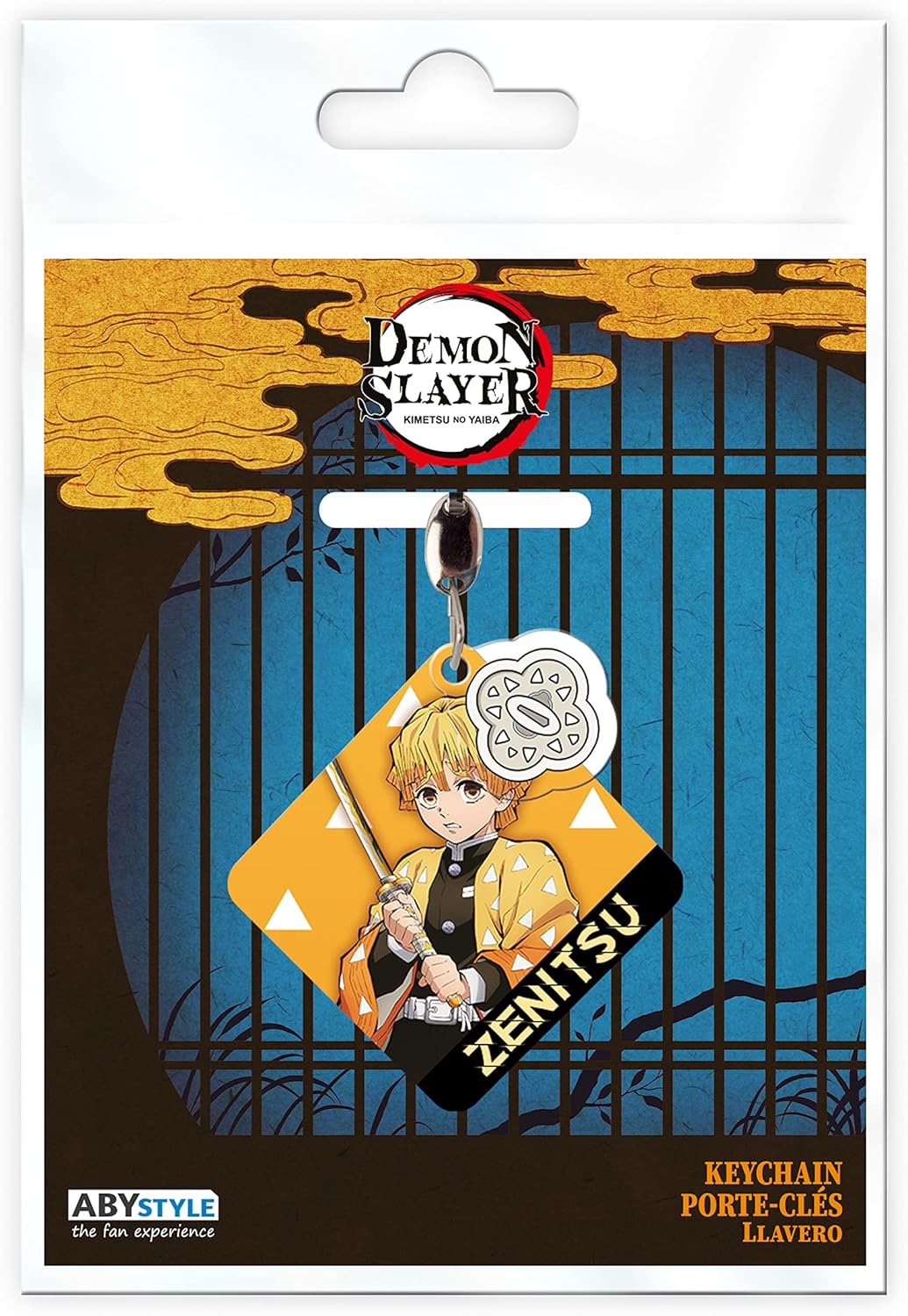 Zenitsu Agatsuma Yellow and Black Metal Keychain with Charm