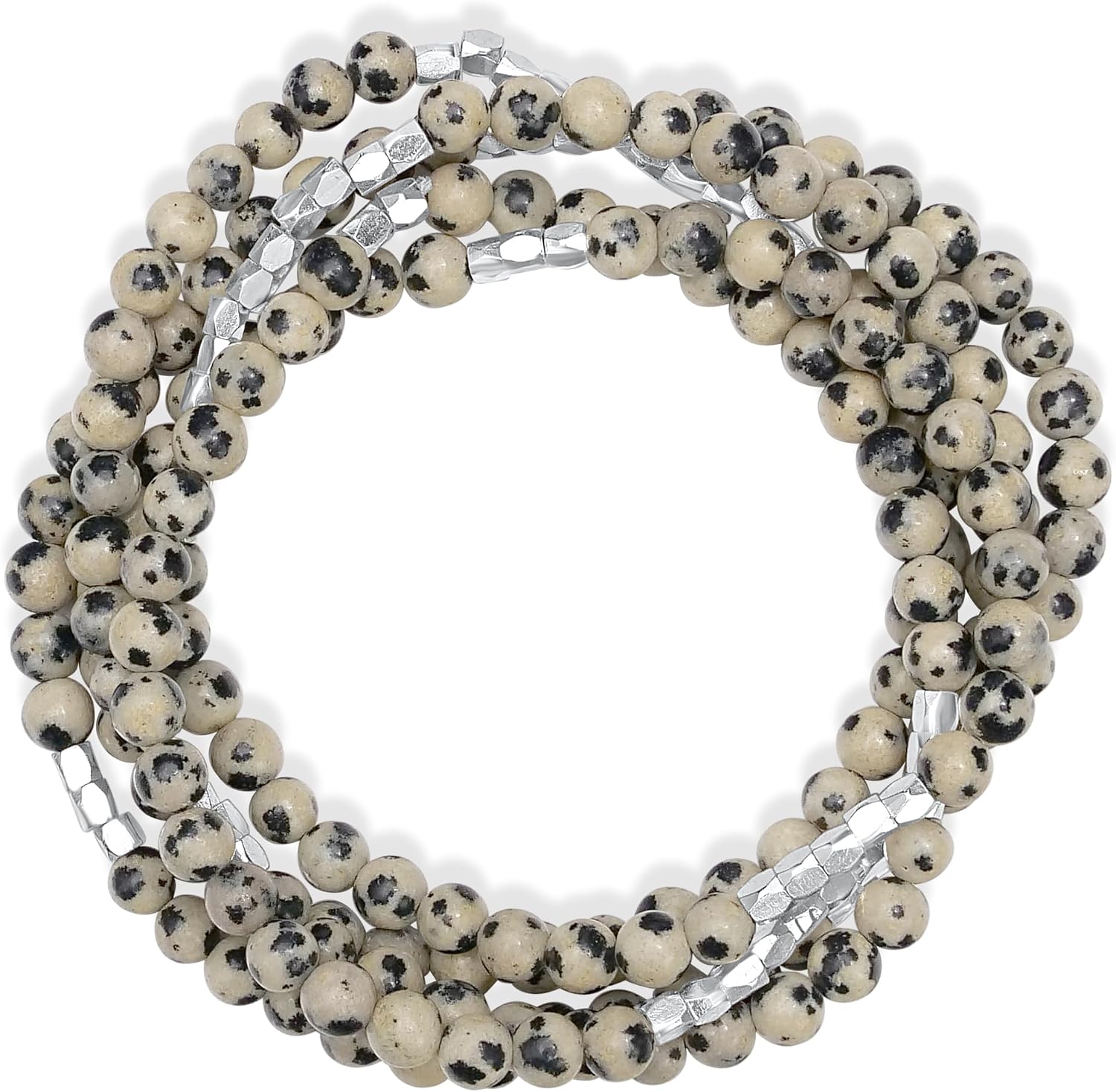 Plated Brass Gemstone Beaded Wrap Bracelet or Necklace, 35 Inches