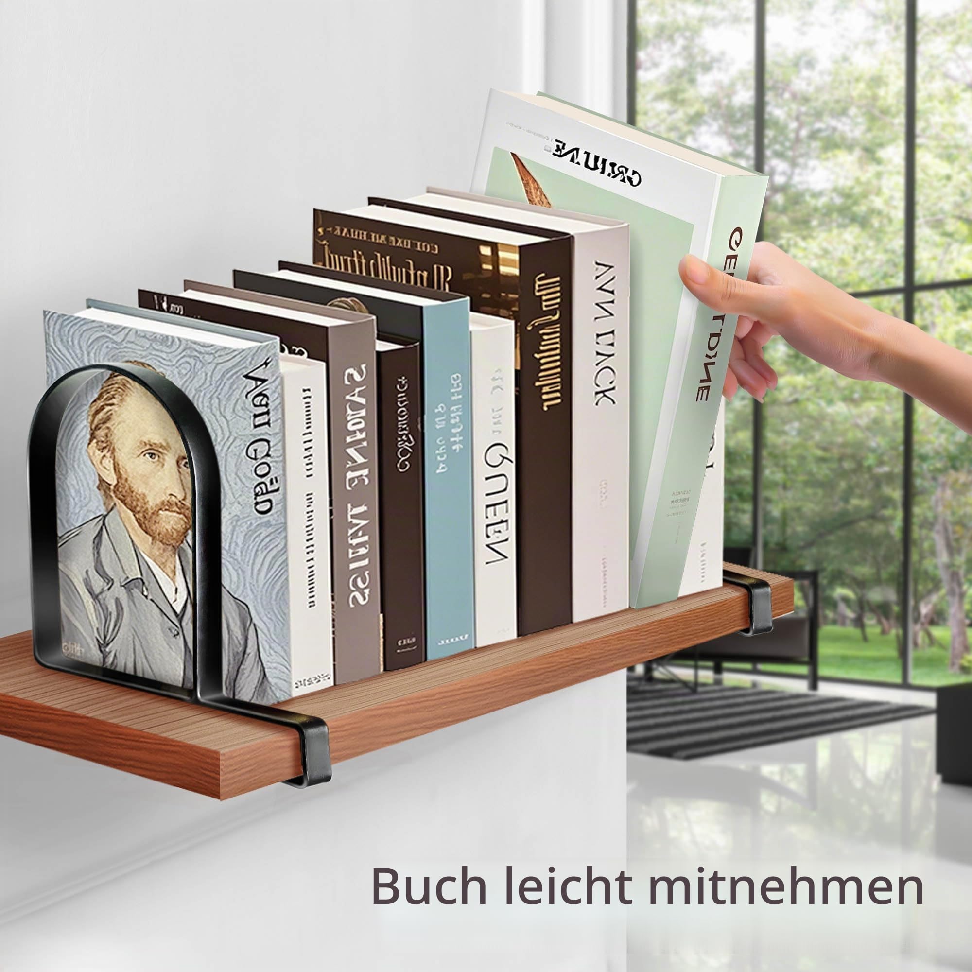 Buchstützen für Regale – Strapazierfähige geklemmte Buchstützen Bücherregalhalter, rutschfeste Buchstützen Stopper Stützen (schwarz, 2)