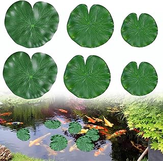 NUDFSY 6Pcs Floating Lily Pads Artificial, Water Lily Pads Foliage Pond Decor Realistic Durable Floating Pond Plants Lily Pad for Home Garden Patio Pond Ponds Pool Aquarium Fish Tank Landscape