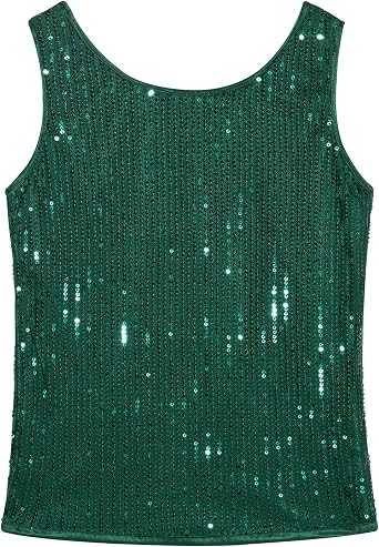 Noomelfish Girls Sequin Tank Tops Sparkly Glitter Dance Sleeveless Shirt 5-12 Years