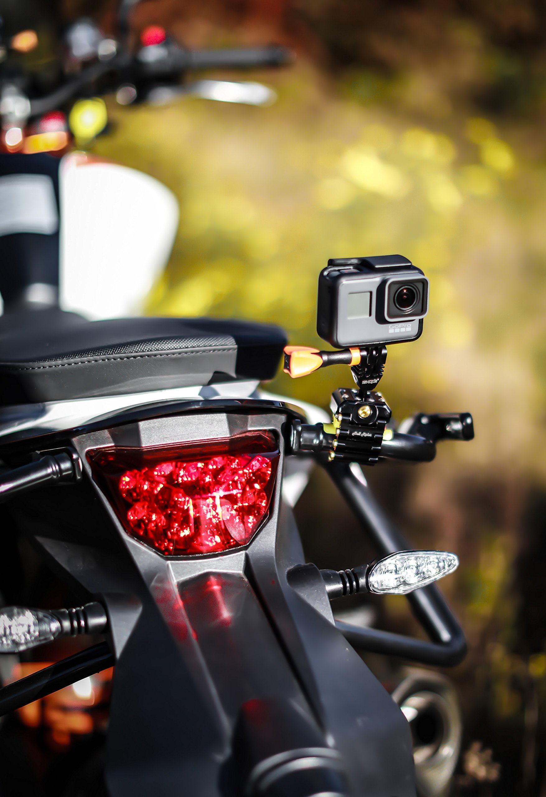 Hell Rider. Completamente in alluminio, adatto per Go-Pro. Motorbike Mount, con diametro di 15-42 mm (allungabile fino a 200 mm) per profilati circolari, ovali o quadri