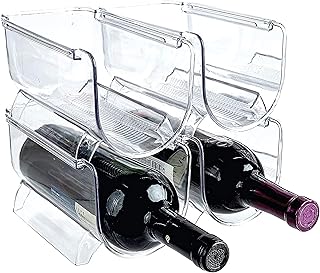 Homeries Wine & Water Bottle Organizer Holder Stackable Wine Rack for Kitchen Countertops, Table Top, Pantry, Fridge, Bars...