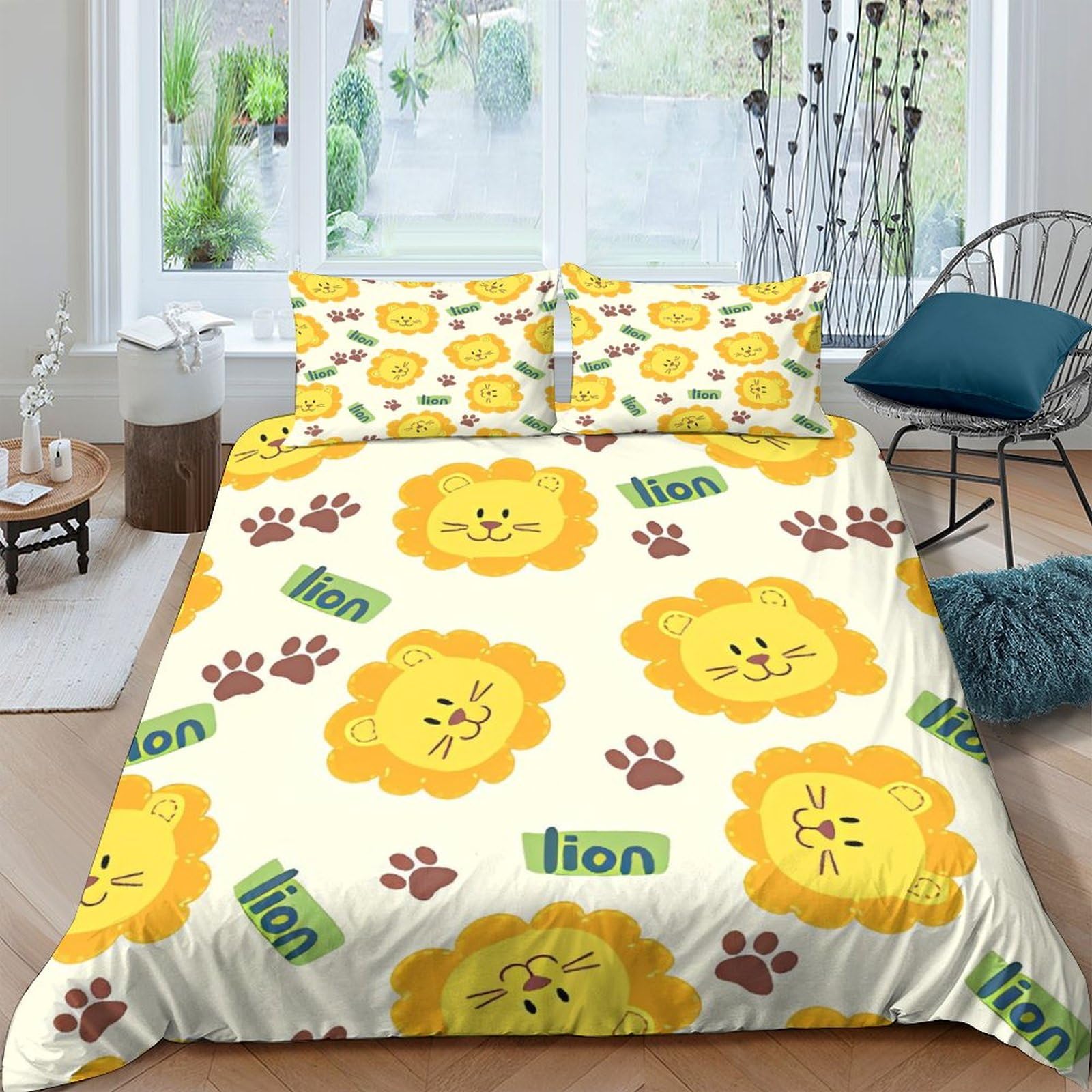 Housse de couette animaux 3D sans repassage parure de lit double