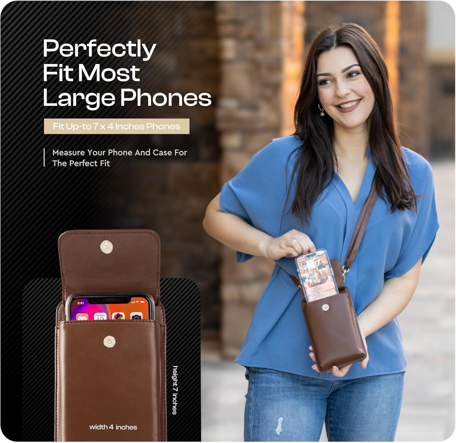 Claasico Crossbody Phone Purse for Women – RFID Phone Case Wallet w/Magnetic Closure & Separate Zipper Pocket Crossbody Bag - Image 2