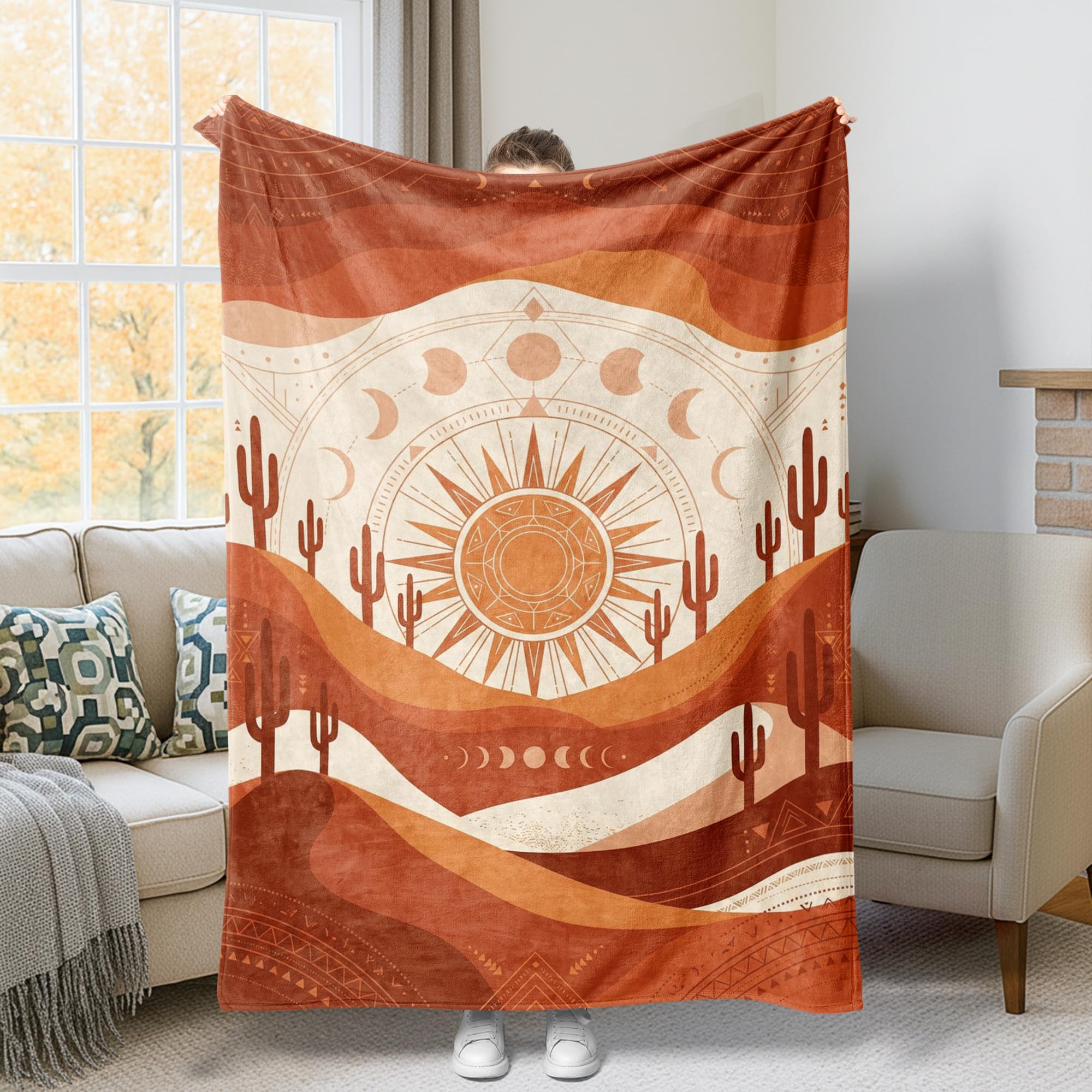 Couverture en polaire pour dortoir et soirées canapé couleur terre cuite