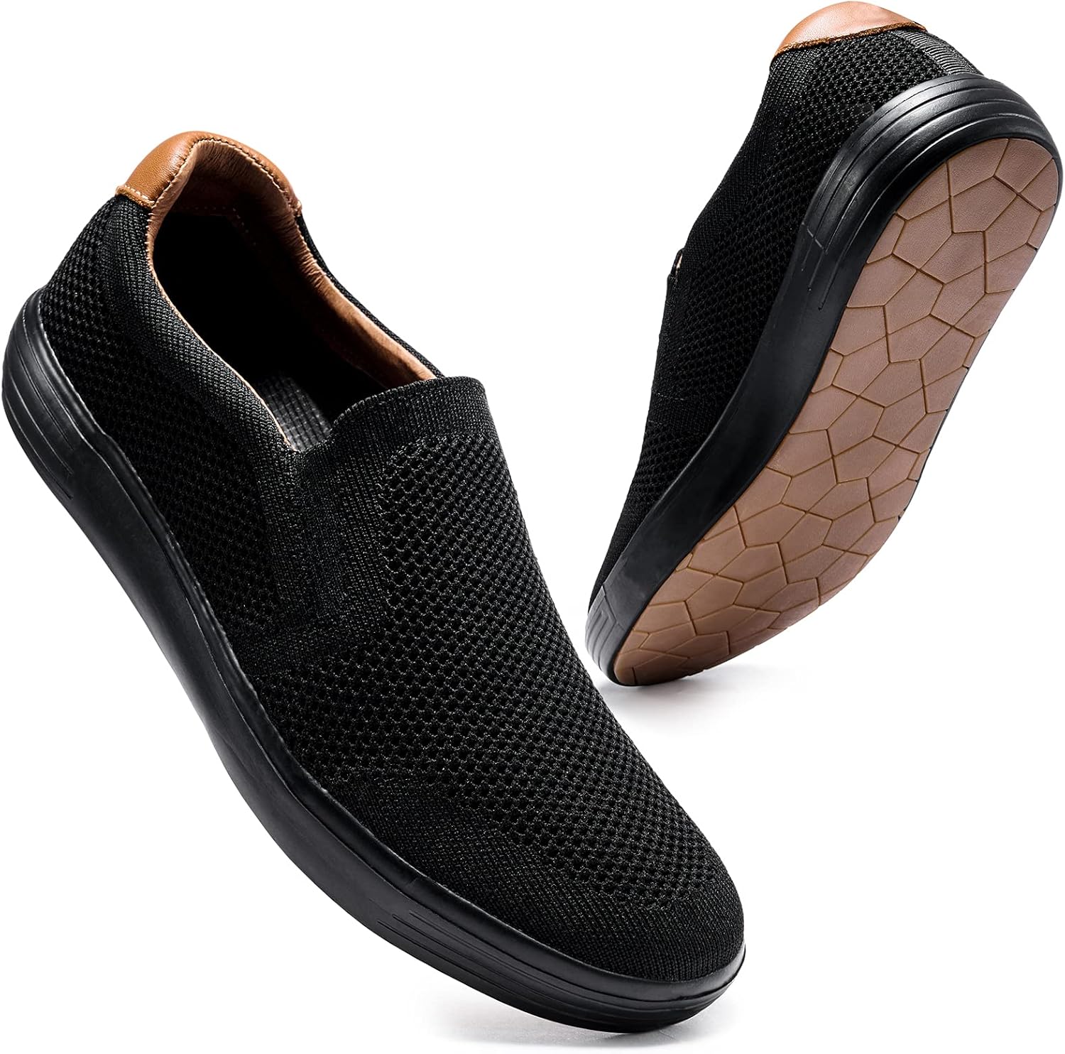 konhill Slip on Sneaker for Men- Casual Knit Boat Loafers Walking Shoes Driving Work Memory Skate Foam Shoes