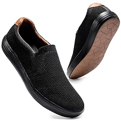 konhill Slip on Sneaker for Men- Casual Knit Boat Loafers Walking Shoes Driving Work Memory Skate Foam Shoes