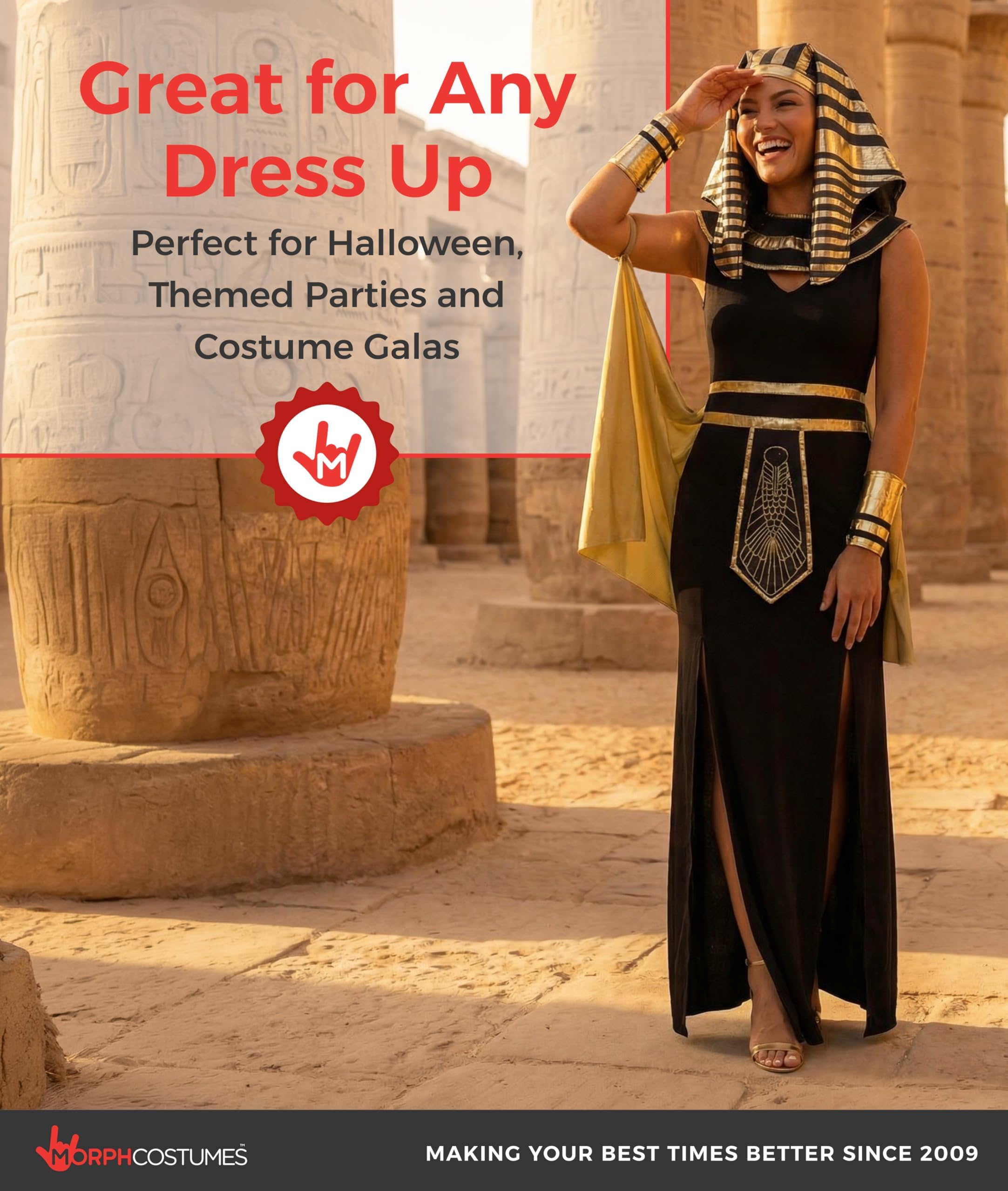 Morph Disfraz Cleopatra Mujer, Traje Diosa Egipcia con Accesorios, Disfraces para Carnaval y Halloween
