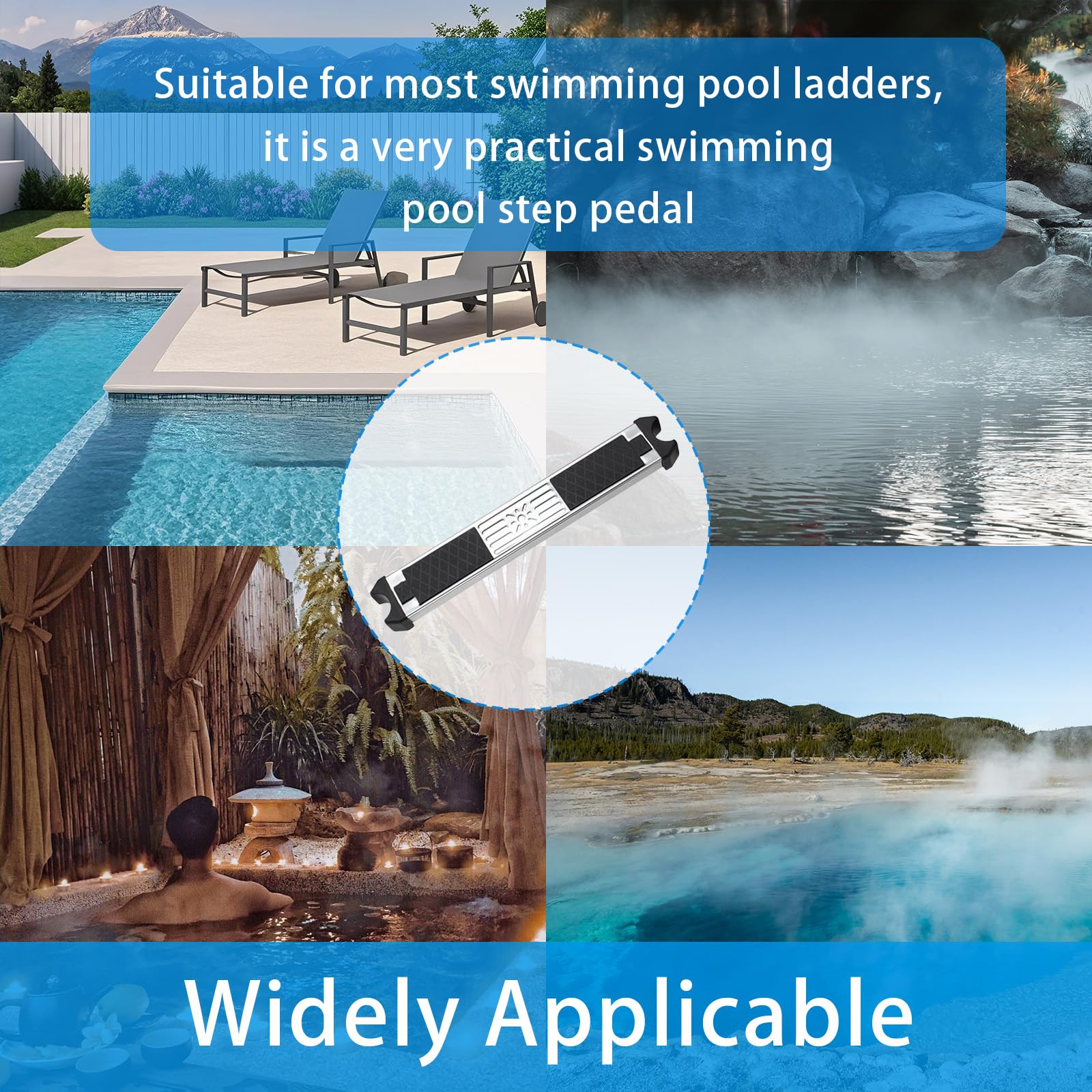 Marches D'échelle Piscine Antidérapante en Acier Inoxydable, 2 Pièces Pédale échelle Piscine Accessoires