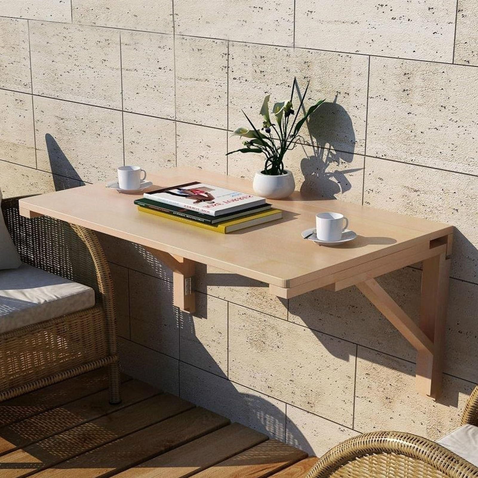 ZHANGGL Foldable Wooden Table for Laundry Wall Mounted Desk for Home Office Kitchen & Bathroom Floating Dining & Breakfast Table Workbench Space Saving Design 90x50cm.
