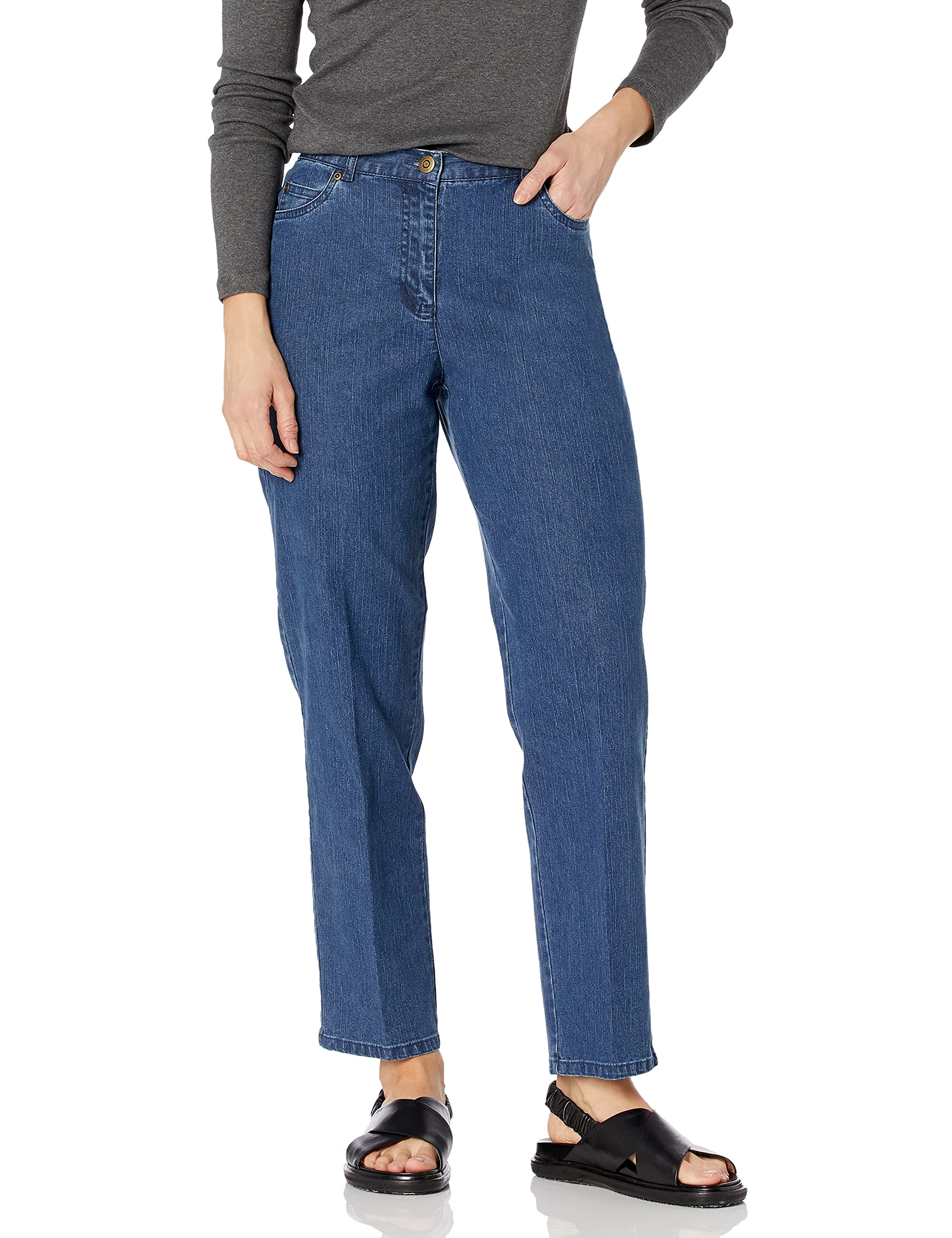 Ruby Rd.Women's Petite Classic Flat Front Denim Jean
