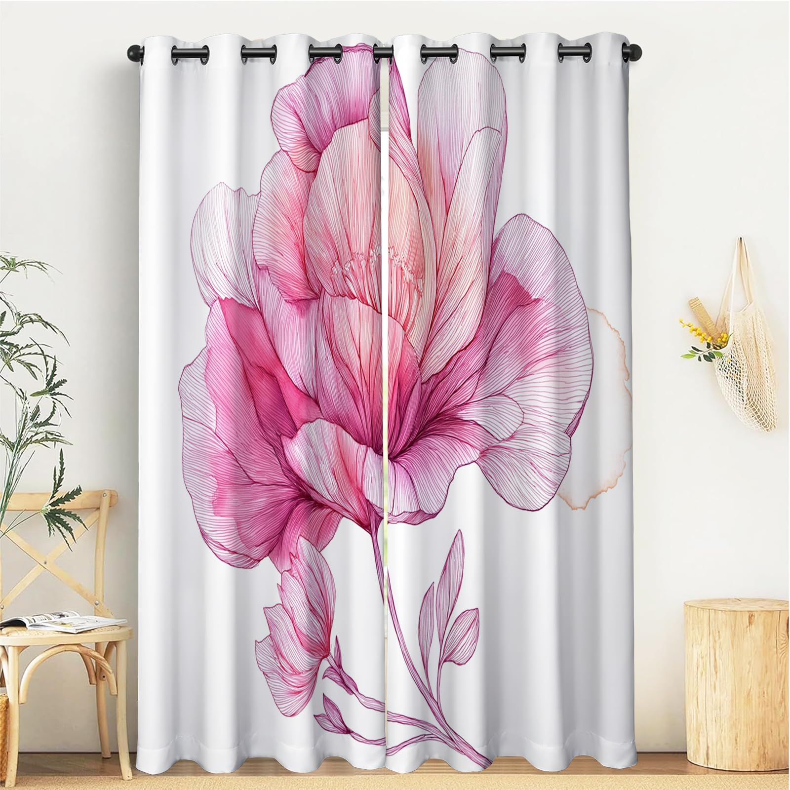 Rideaux occultants thermiques fleurs pastel 117x137 cm lot de 2