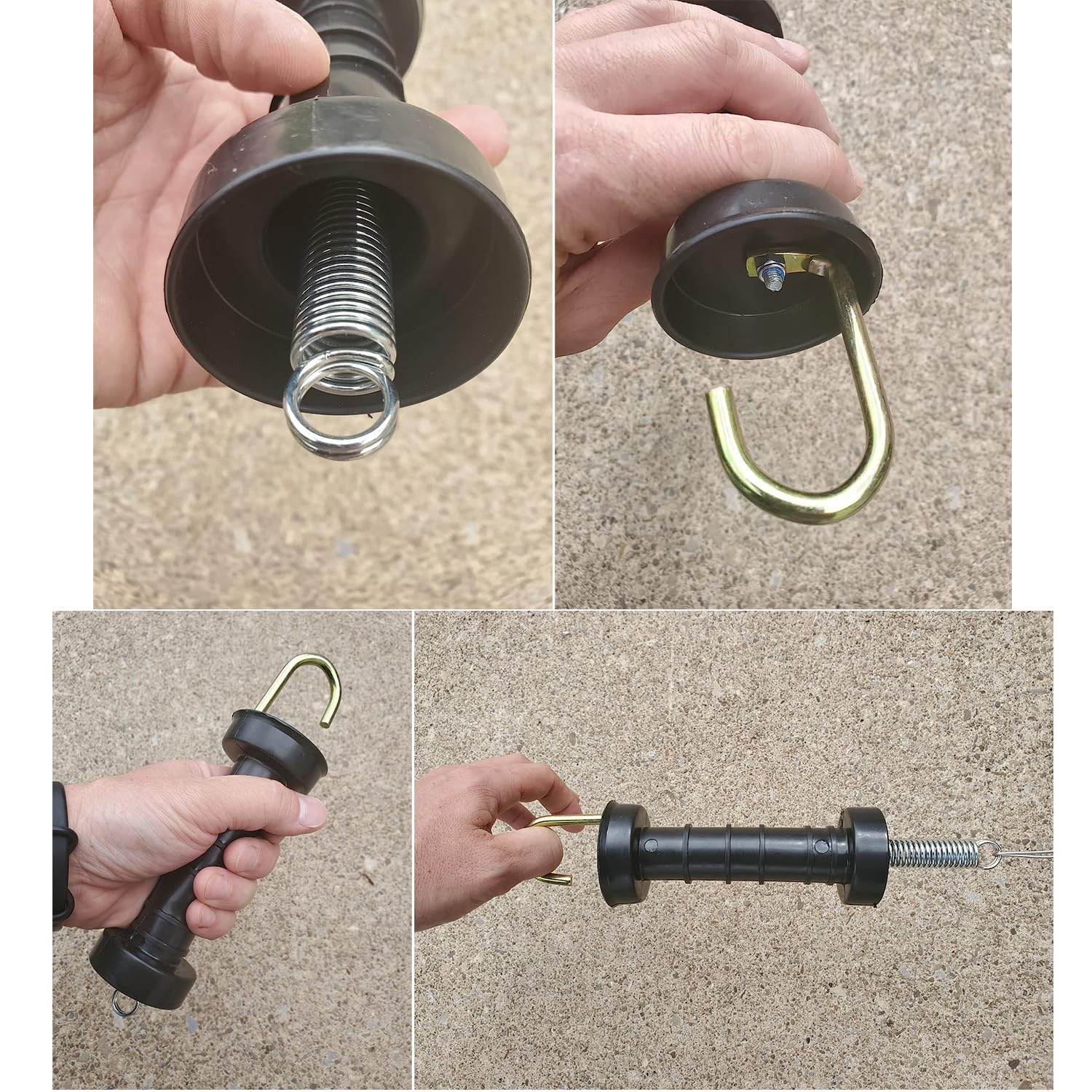 5 Pcs Manija de Puerta de Resorte de Valla Eléctrica, Manijas de Puerta de Valla Eléctrica de Plástico con Aislamiento de Resorte, Accesorios de Granja (Negro)
