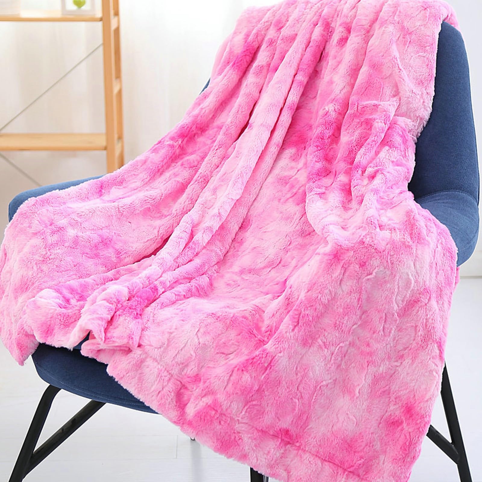 Couverture en flanelle tie-dye rose M pour vos siestes et moments de détente