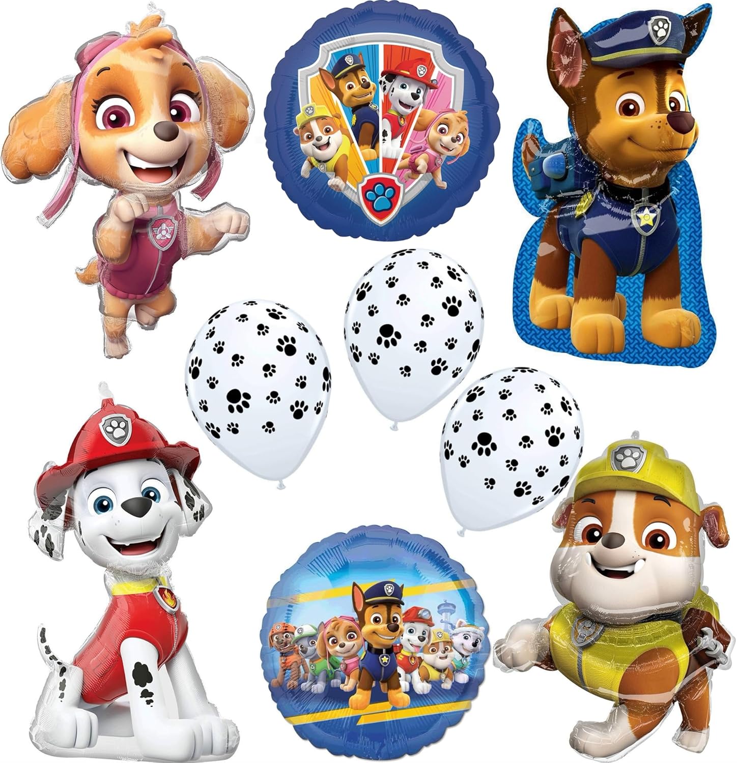 Anagram Paw Pups Chase Rubble Marshall and Skye on Patrol Birthday Party Supplies Balloon Bouquet Decorations, BQ_4134
