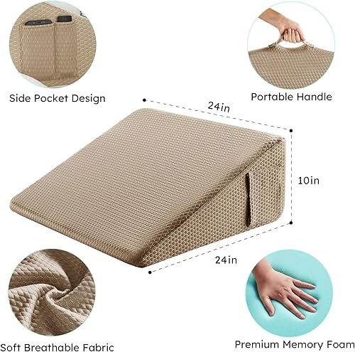 Miniatura 5 de Bedluxe Almohada de cuña, almohada de cuña de cama de 10 pulgadas para cabecero, almohada de cuña para alivio del reflujo ácido, dormir, después de