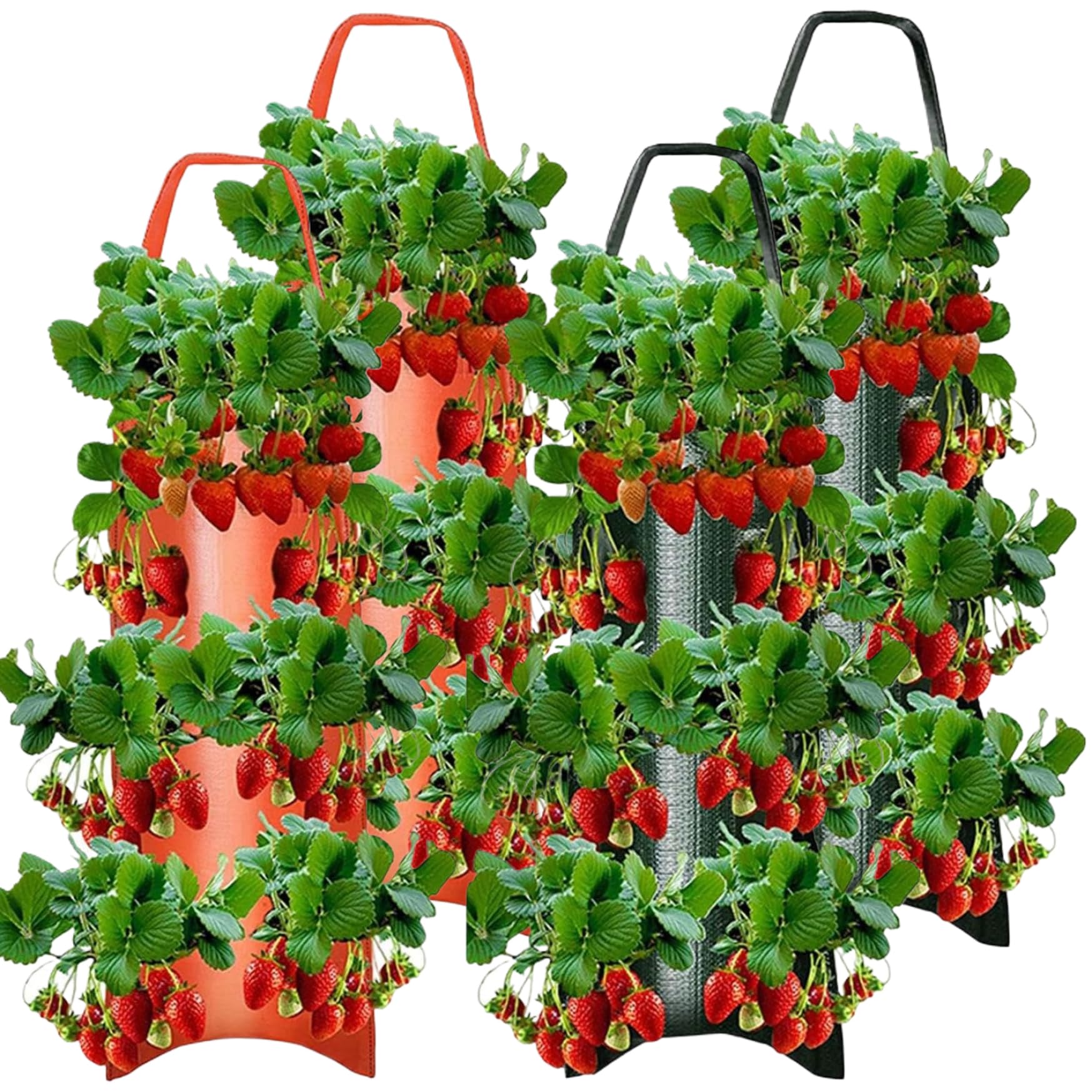 Vistnale Strawberry Planter|Strawberry Planter, 4PCS 8 Holes Hanging, Breathable Grow Bags, 23.6x9.8 Outdoor Wall for Garden Herbs Flowers Mint Tomatoes