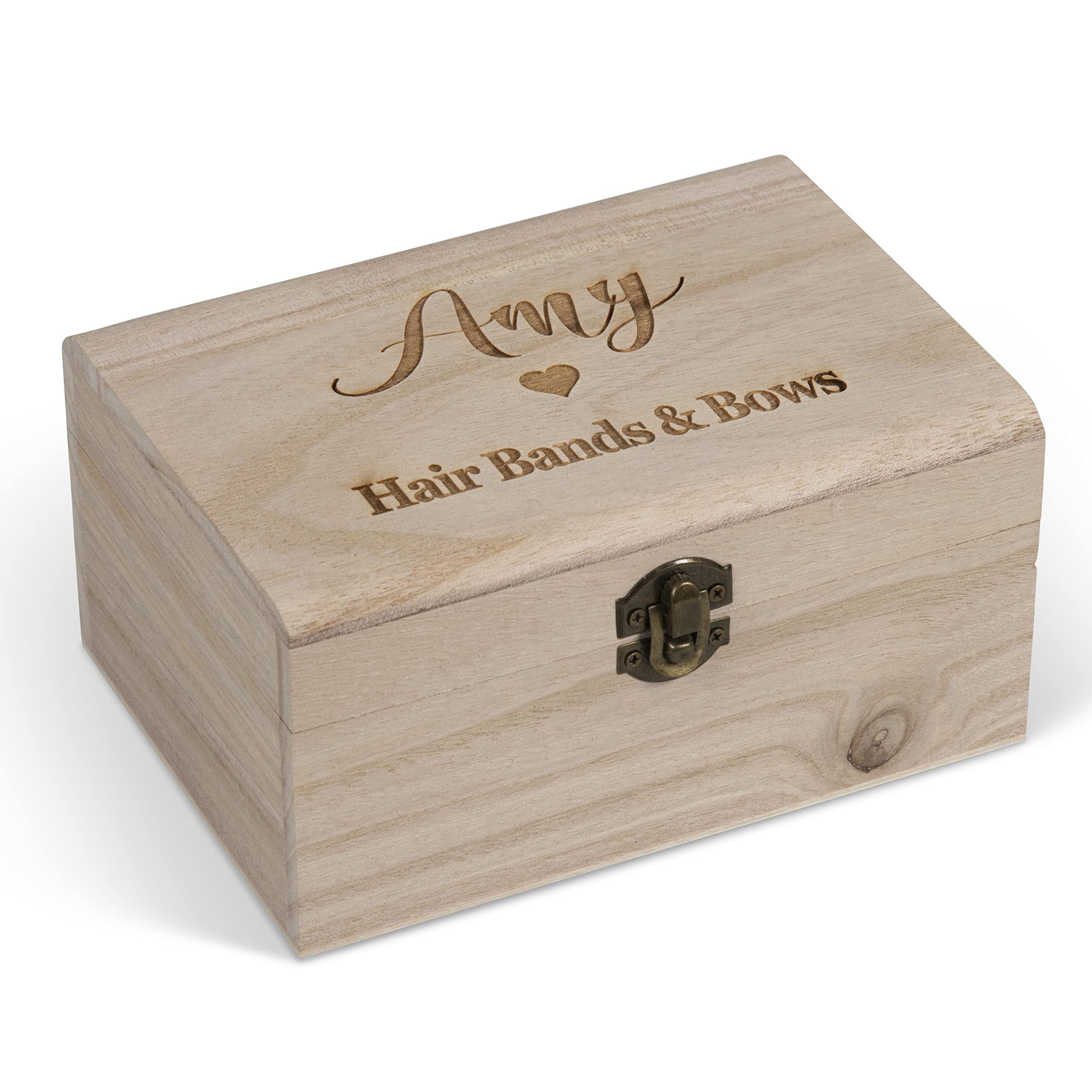 Personalised Engraved Wooden Keepsake Trinket Gift Box Heart Design Chest 18cm