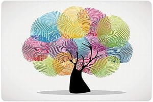 Lunarable Pet-Themed Finger Food Mat: Paw Prints Blossom on Grey