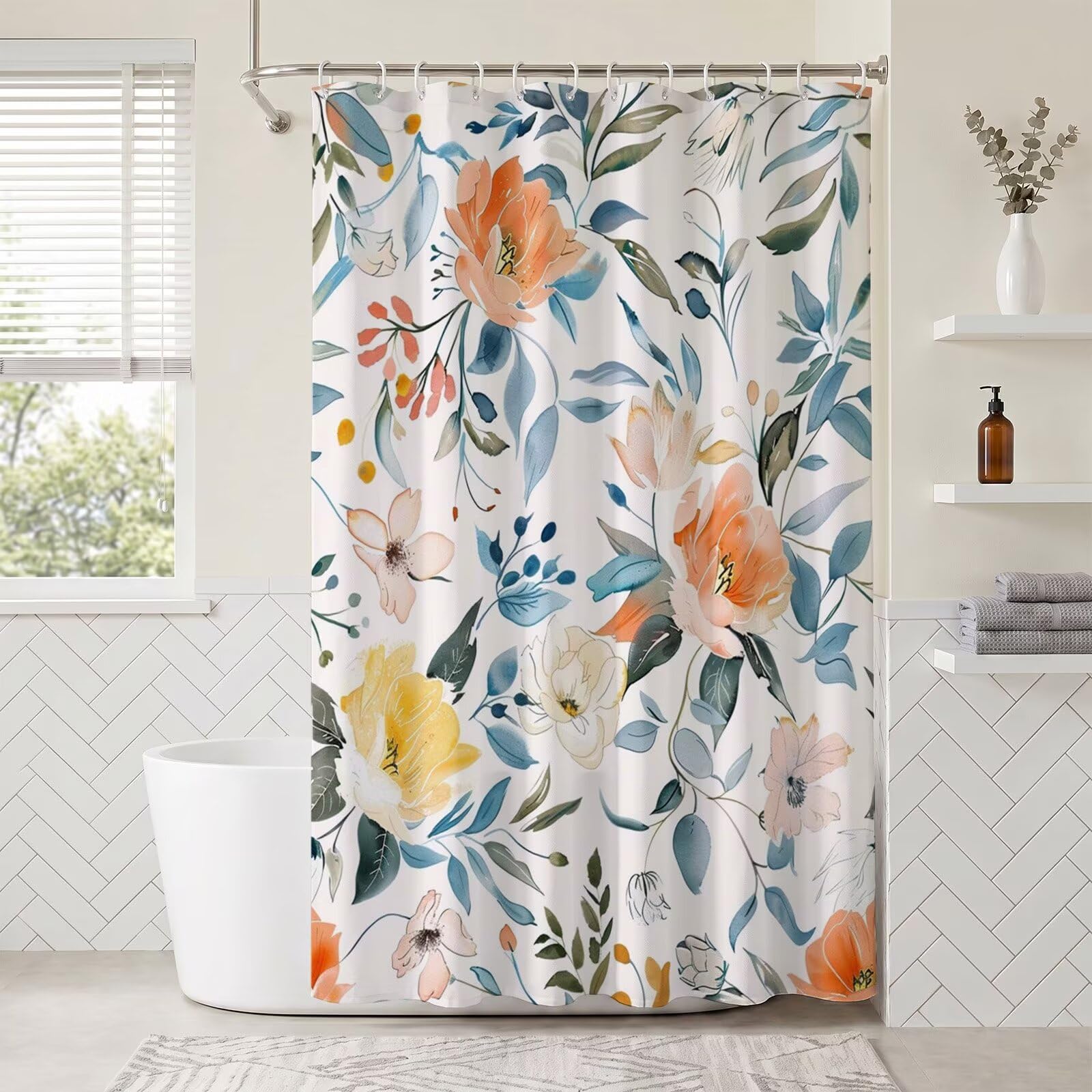 Rideau douche imperméable fleur pour baignoire sablonneuse l'été