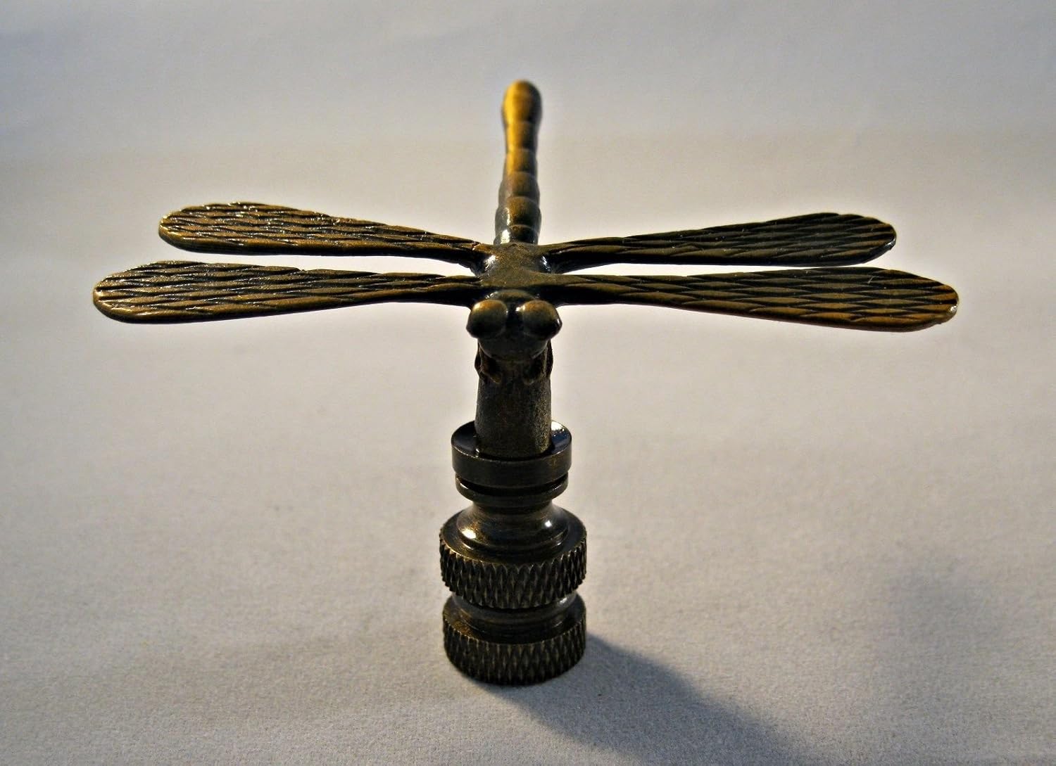 Lamp Finial-Dragonfly-Aged Brass Finish, Highly Detailed Metal Casting
