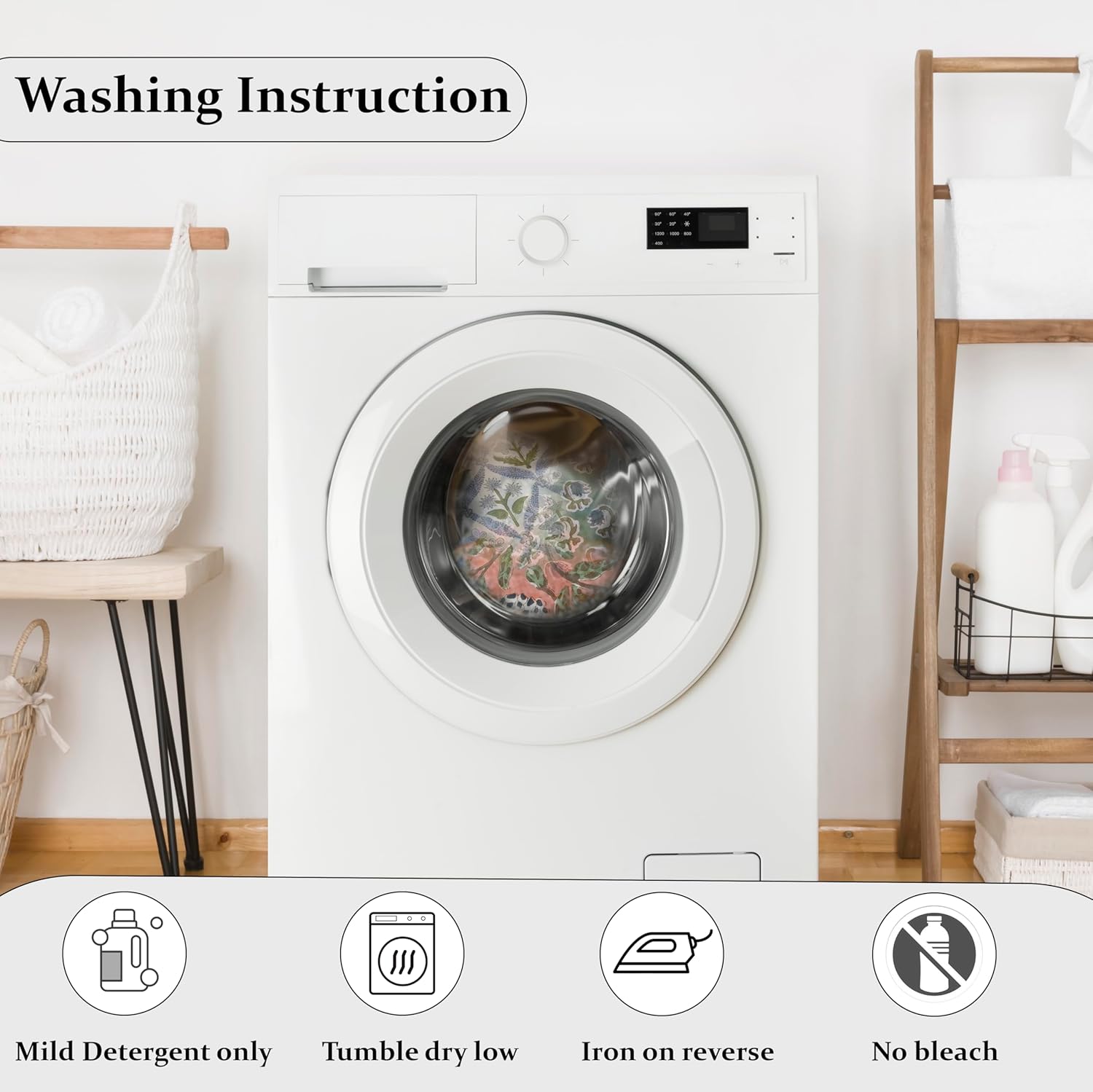 Ridhi Block Print Asparagus Green 36"x14" Set 1-100% Cotton Ruffle Lumbar Sham Cover Boho Floral Pillowcase, Farmhouse Cottagecore Bedding, Soft Decorative Cover Gift for Spring, Easter, Valentine - Image 8