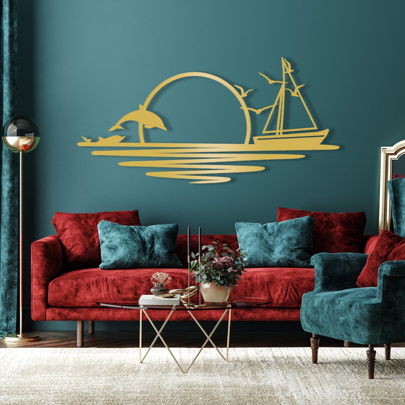 Dolphins L Metal Wall Art – Nautical Beach House Decor By SkilWerx
