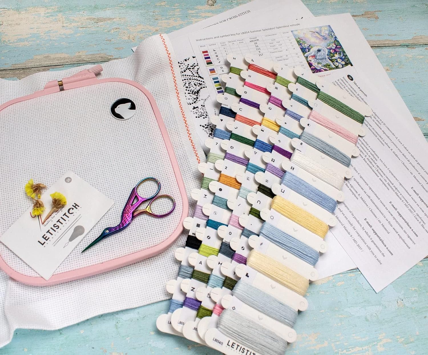 Wizardi Letistitch Counted Cross Stitch Kit on Canvas Aida with Summer Splendor. Incredible Chart 9.45 * 7.48 inches L8054. Fantastic for Embroidery & Needlework Amateurs