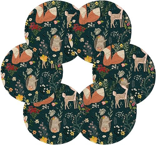 Miniatura 2 de Nature Pattern Cute Animals Flower Drink Cotton Coasters 4 Inch 6 Pcs Absorbent Table Coasters for Drinks House Bar Accessories Office Decor