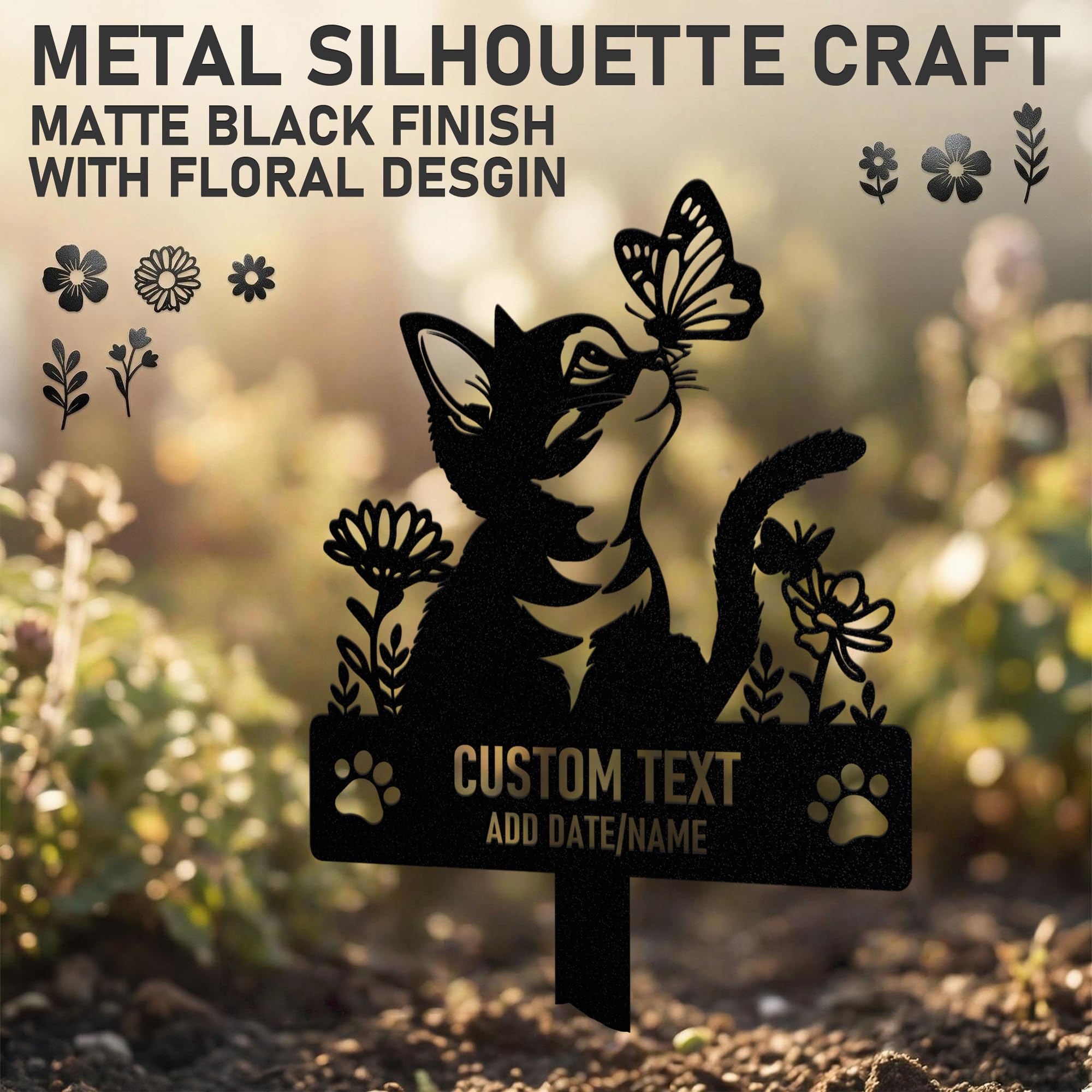 Targa Commemorativa Personalizzata in Metallo per Animali Domestici con Testo/ Nome/Data, Commemorativo per Cani Defunti, Lapide Personalizzata per Cane Gatto, Giardino DecorazioneTombale Animali