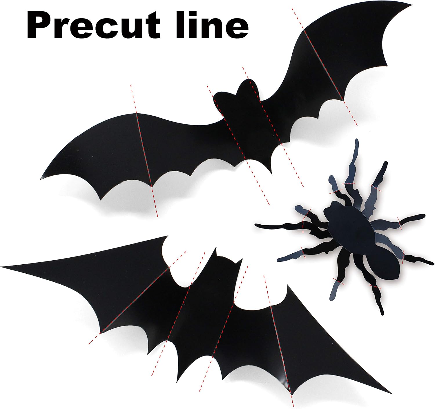 JOYIN 84 Assorted Halloween DIY Scary Wall Bats Spiders Wall Decal Wall Stickers PVC 3D Halloween Eve Decoration (Include 90 Double-Sided Stickers)