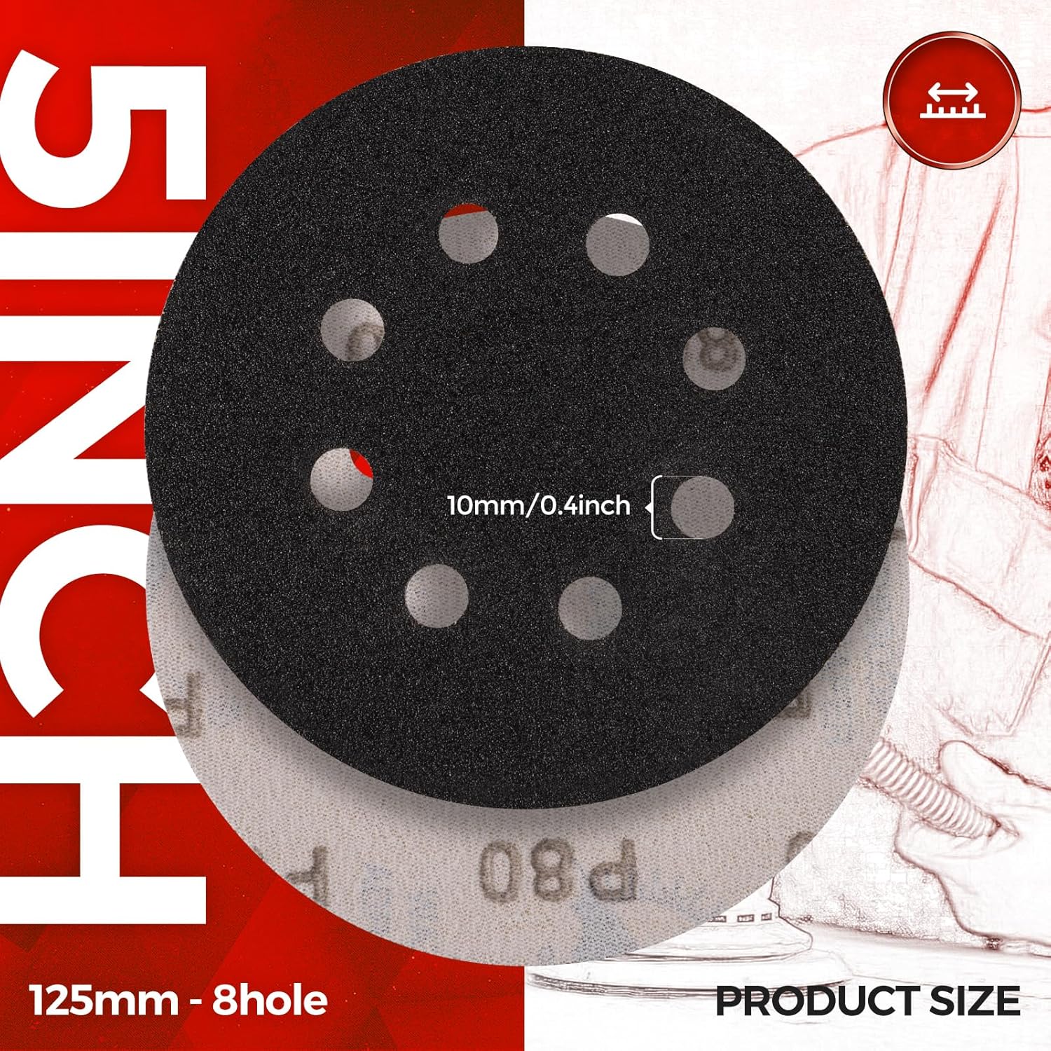 100PCS 5 inch Silicon Carbide Sanding Discs 120 Grit, Wet Dry Orbital 5 Sander Hook and Loop Sandpaper Disc, Best for Metal,Automotive,Wood Polishing