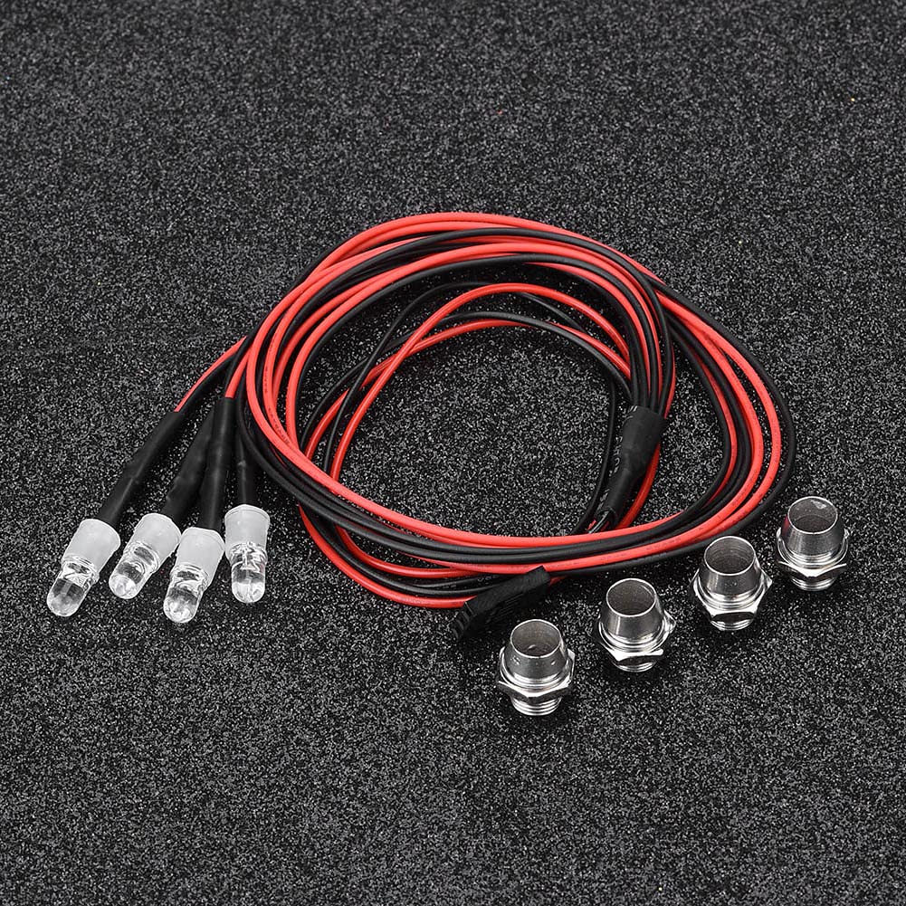 RC LED Lights Superior Lighting Performance for Model Drift Car 4PCS 5mm Headlights for RC Accessory White Light, Red Light for Car Vehicle (No. 3 colored)