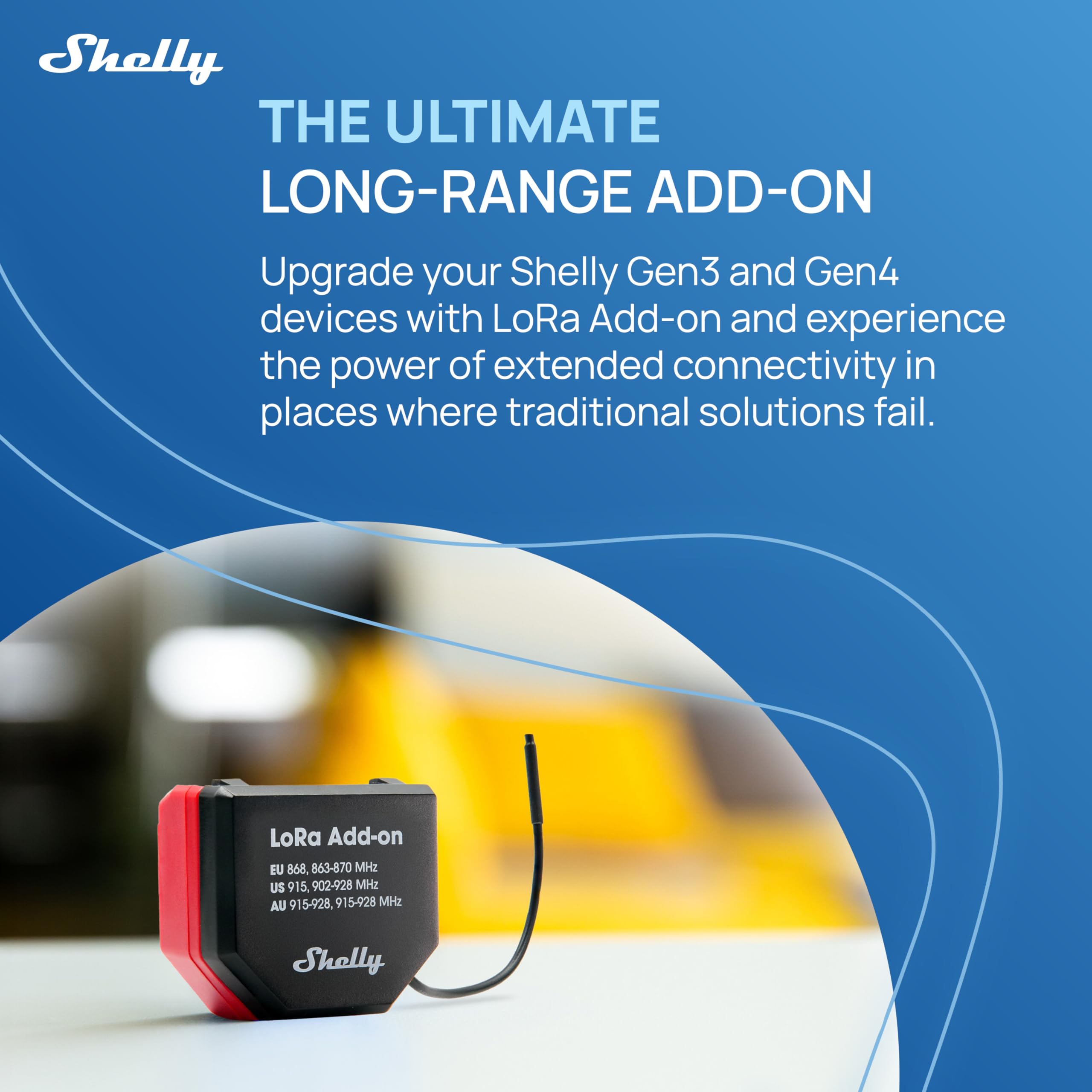 Shelly LoRa Add-on - Amplificador de señal LoRa para dispositivos intelugentes Shelly Gen3 et Gen4, Hasta 5 km, Banda de frecuencia EU868