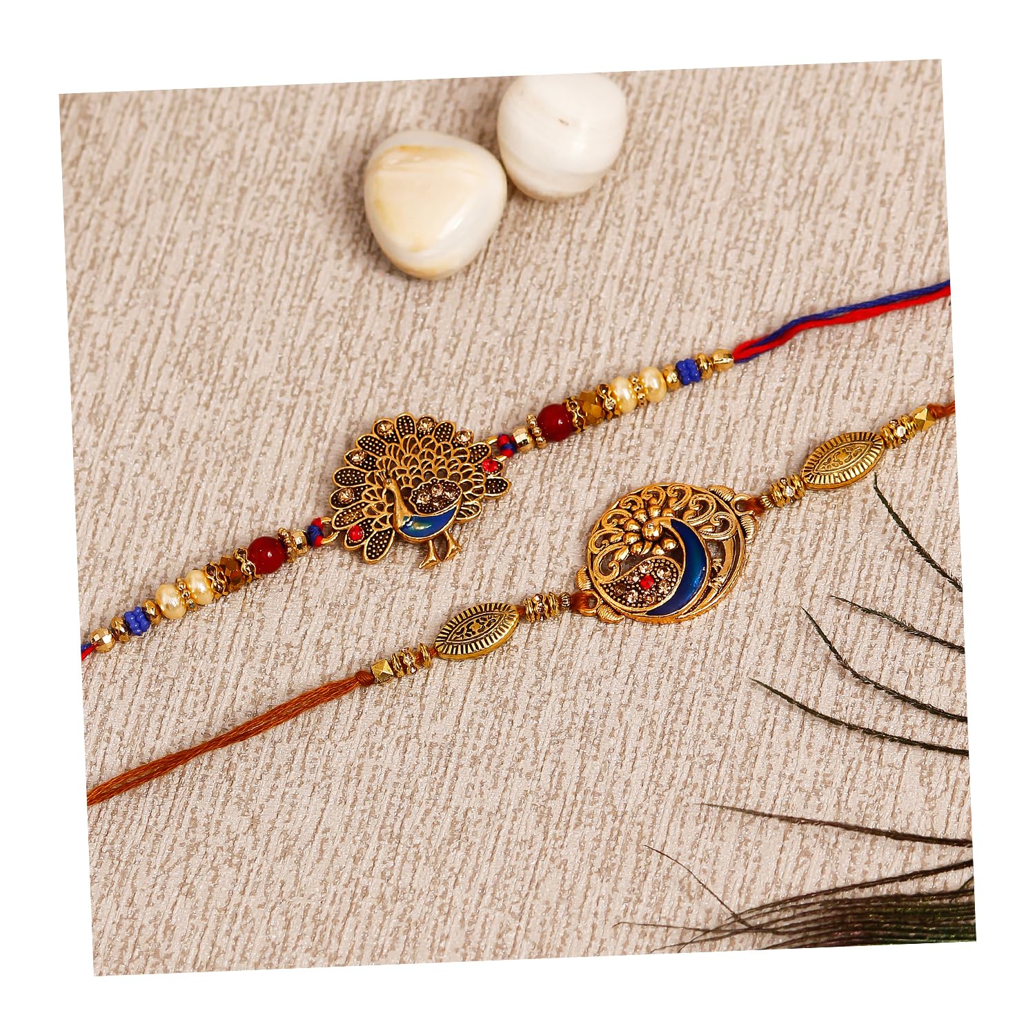 eCraftIndia Set of 2 Designer Peacock Rakhis with Roli Chawal Pack - Rakhis for Brothers (B0C8T3GQPF) Amazon Price History, Amazon Price Tracker