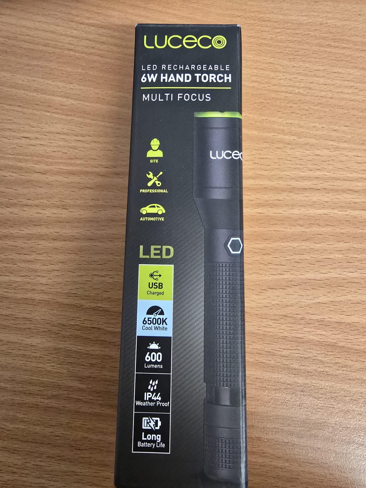 Luceco Black Rechargeable Led Hand Torch By