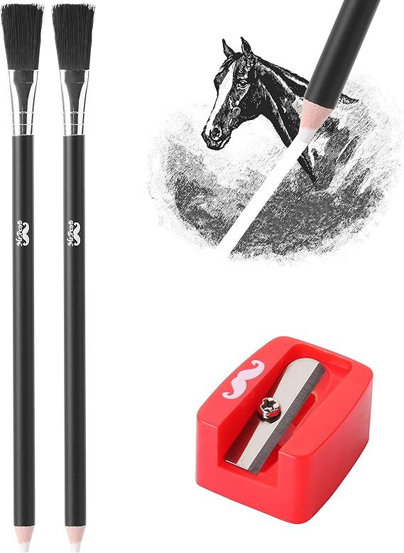 Mr. Pen Eraser Pencil with Brush, 3 pcs, 2 Eraser Pencils
