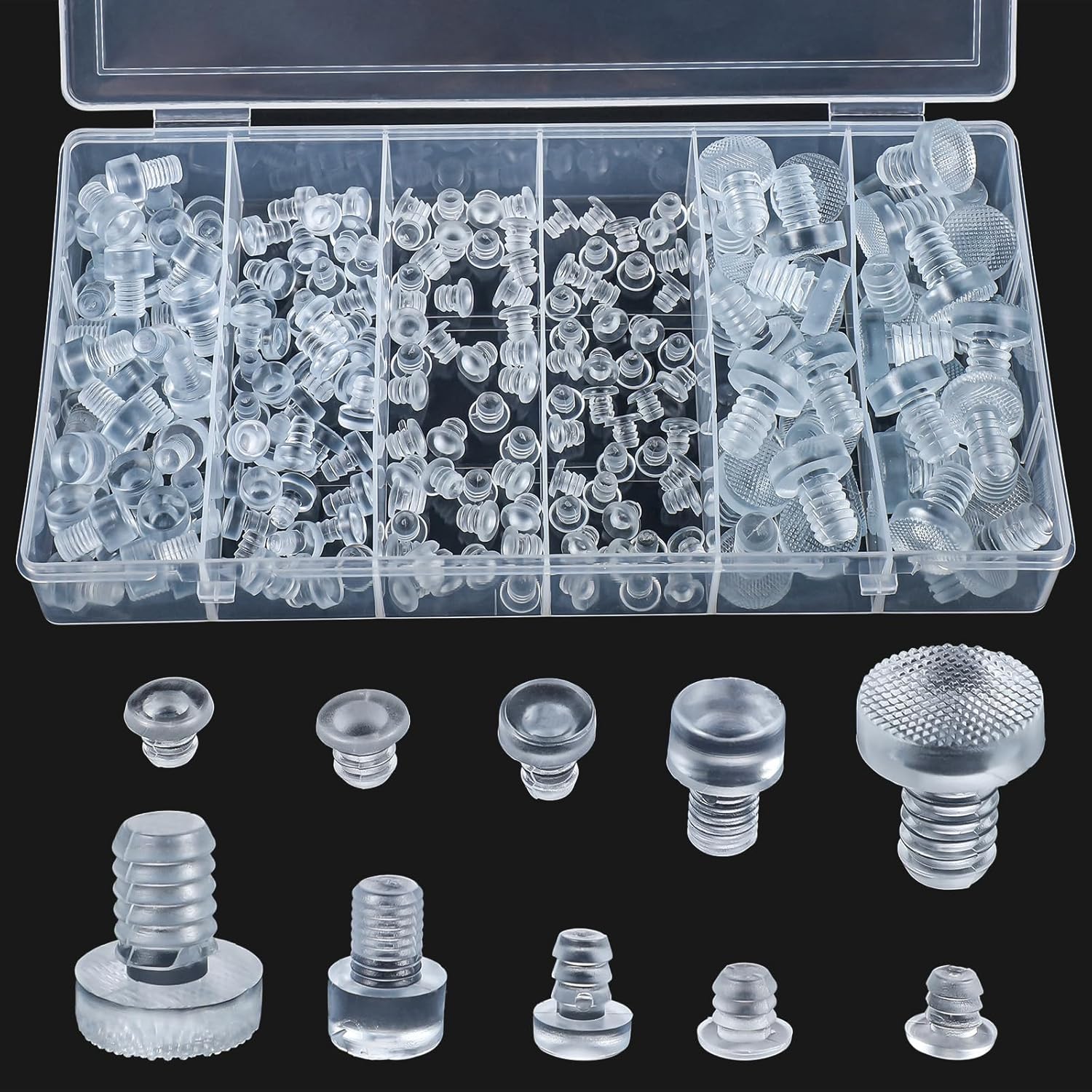 auroray Glass Table Top Bumpers with Stem, 200 Pcs Clear