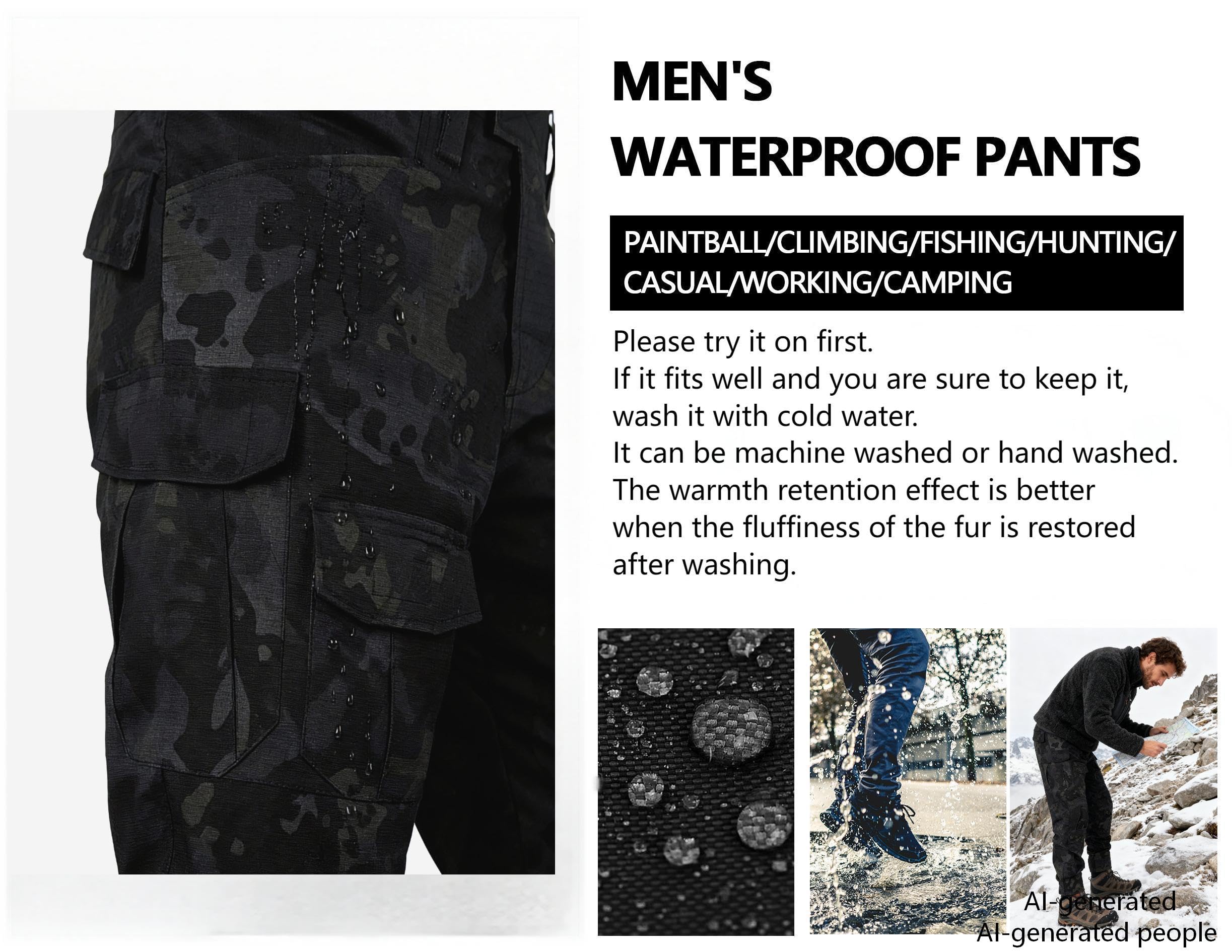 Pantaloni cargo tattici mimetici da uomo, pantaloni da lavoro ripstop per escursioni all'aperto, con tasche multiple, senza cintura, senza ginocchiere