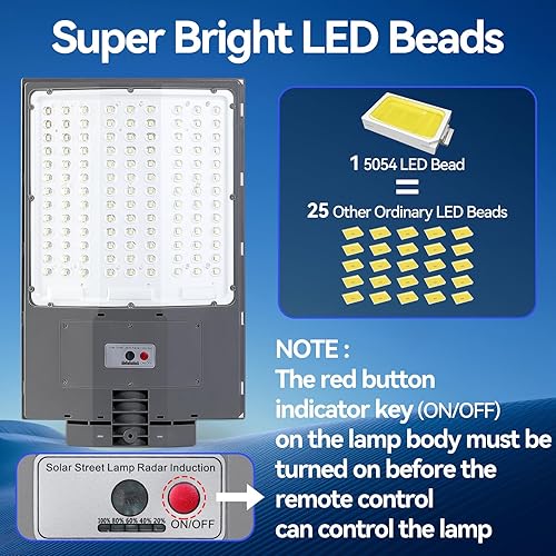 Miniatura 3 de Luces solares de calle de 8500 W para exteriores, 550000LM 7000 K, luces solares de estacionamiento del anochecer al amanecer, 35000 mAh, IP67,