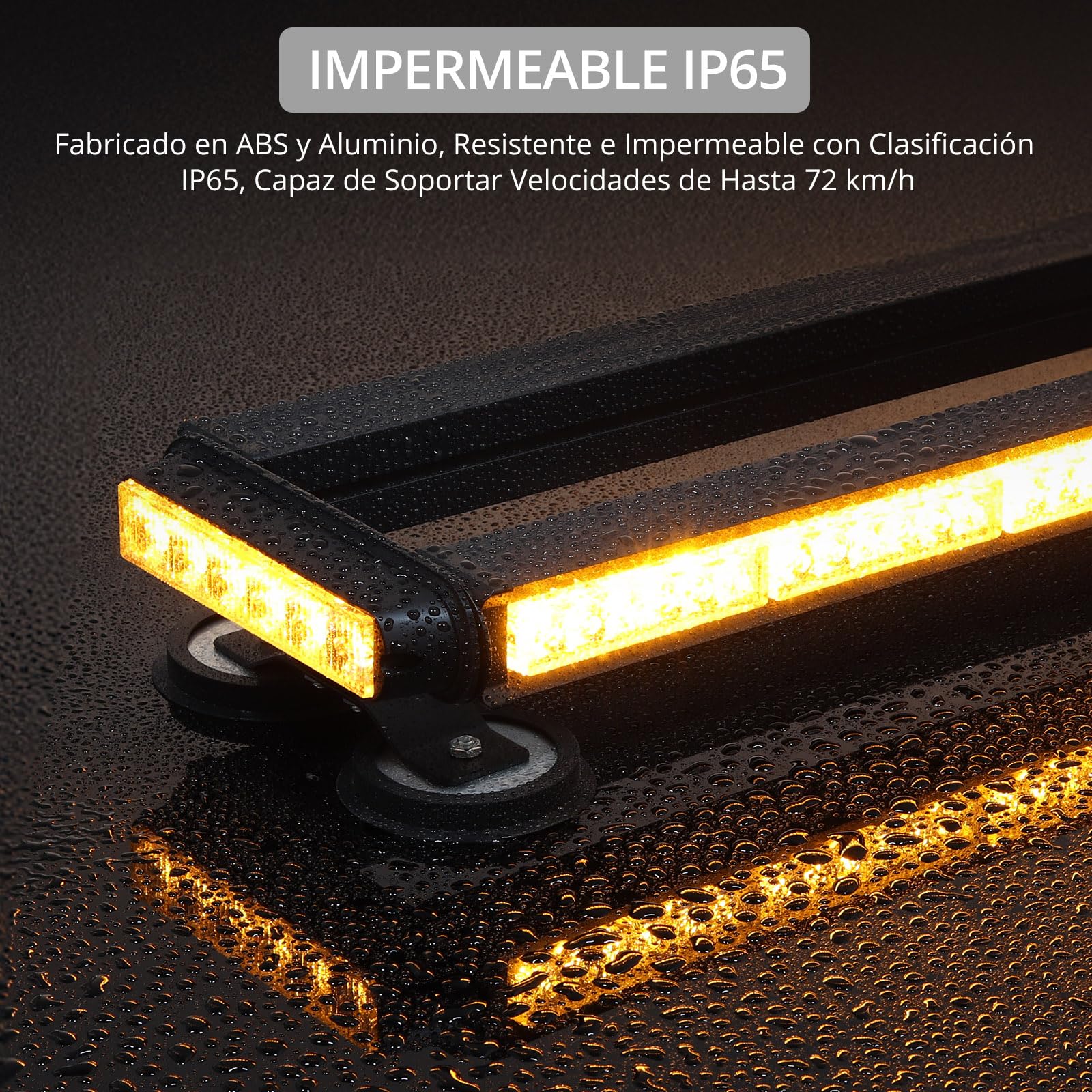Justech 84LED Luz Estroboscópica Coche,84W Barra Luz de Emergencia,27 Modos Flash,IP65 Impermeable,Base Magnética,12 V/24 V Luces de Advertencia Ámbar con 5M Cable para Coche Camión Remolque