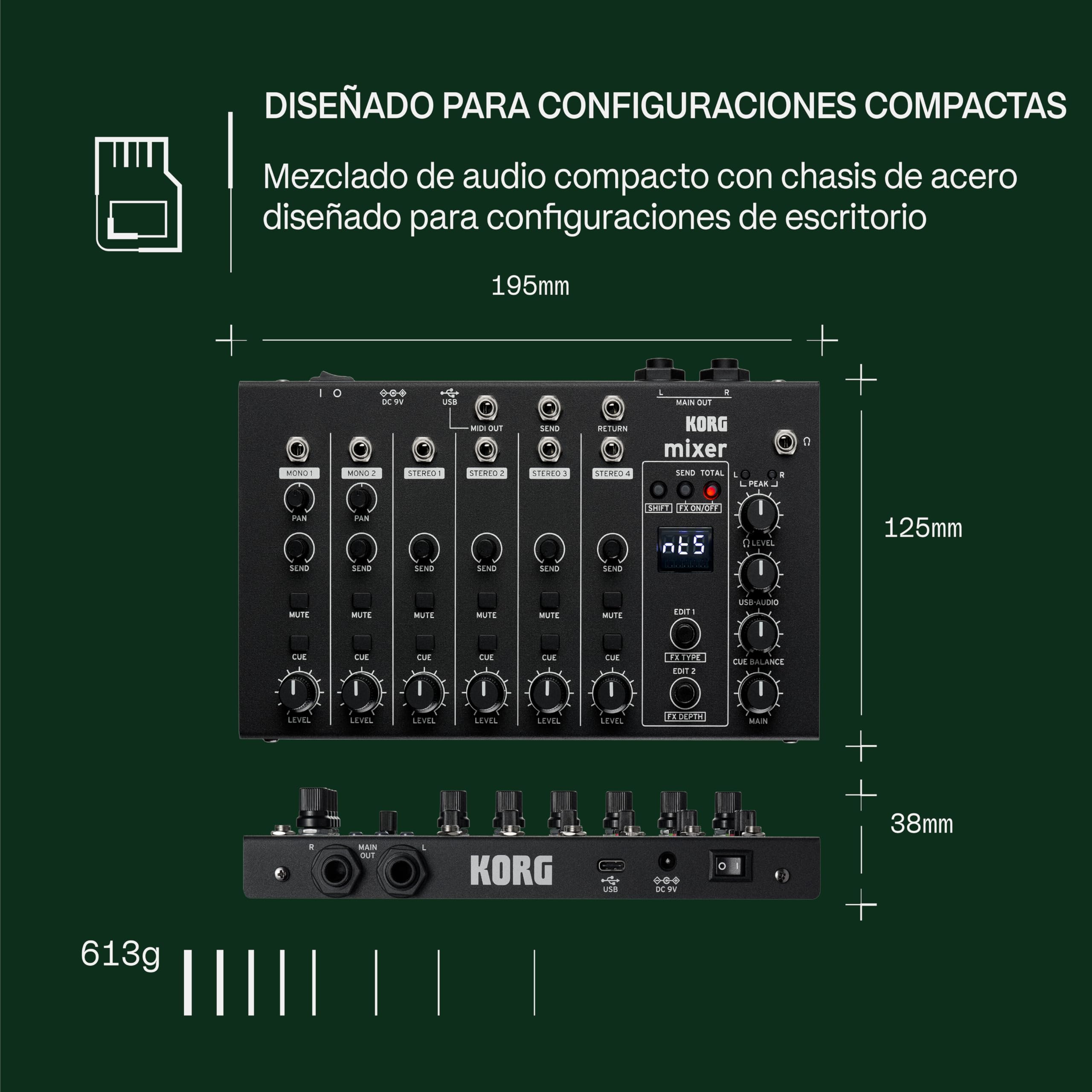 Korg Nu:Tekt NTS-4 Mixer - Kit de Mezclador de Audio de 6 Canales e Interfaz de Audio con Efectos