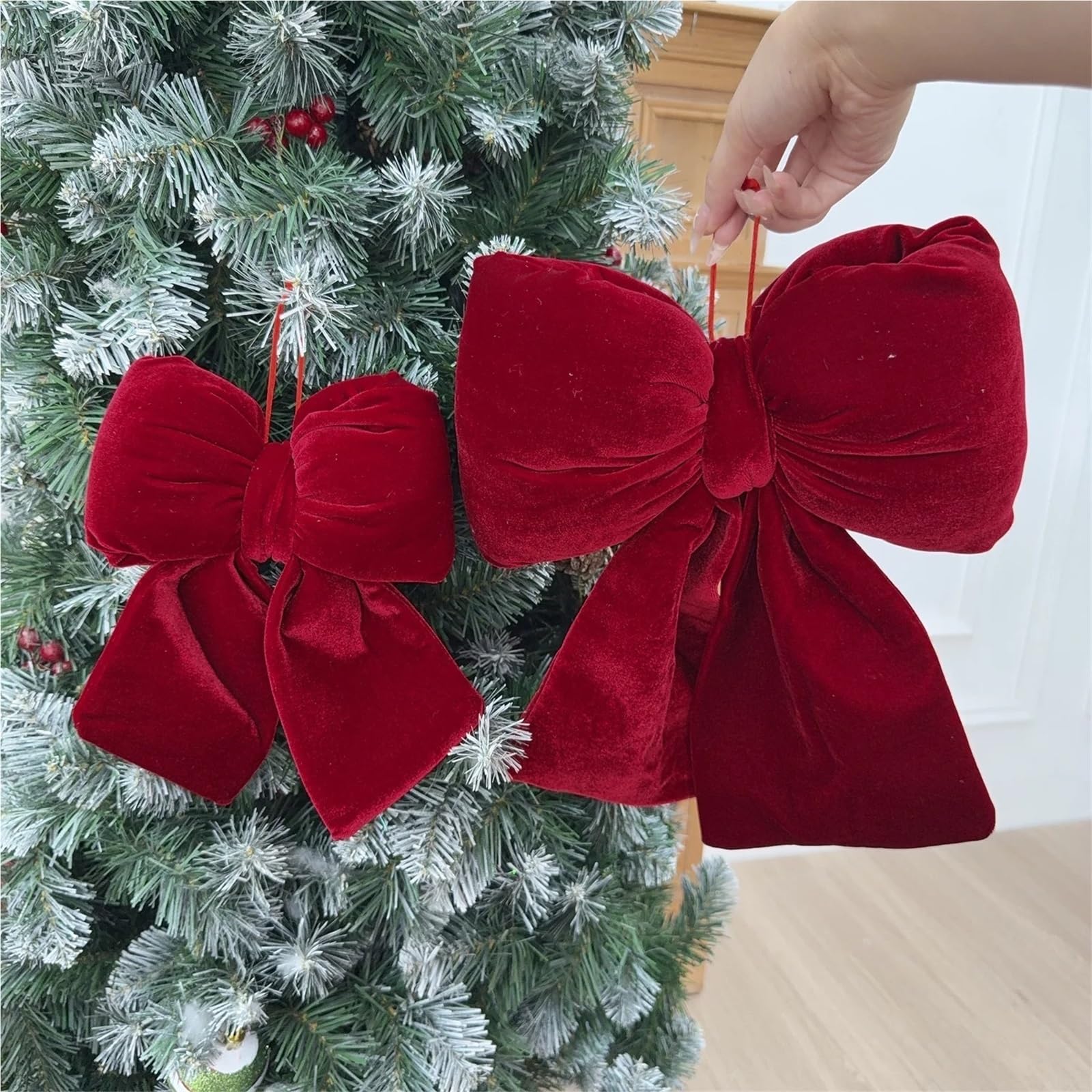 Große Satinschleife 1 3 Stück große rote Samtschleife for Aufhängen von Geschenken am Weihnachtsbaum, Partydekoration(Mixed-3pcs)