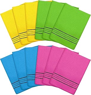 12 Pcs Korean Exfoliating Mitt, Exfoliating Washcloth, Colorful Korean Exfoliating Cloth（Yellow, Green, Blue, Rose）