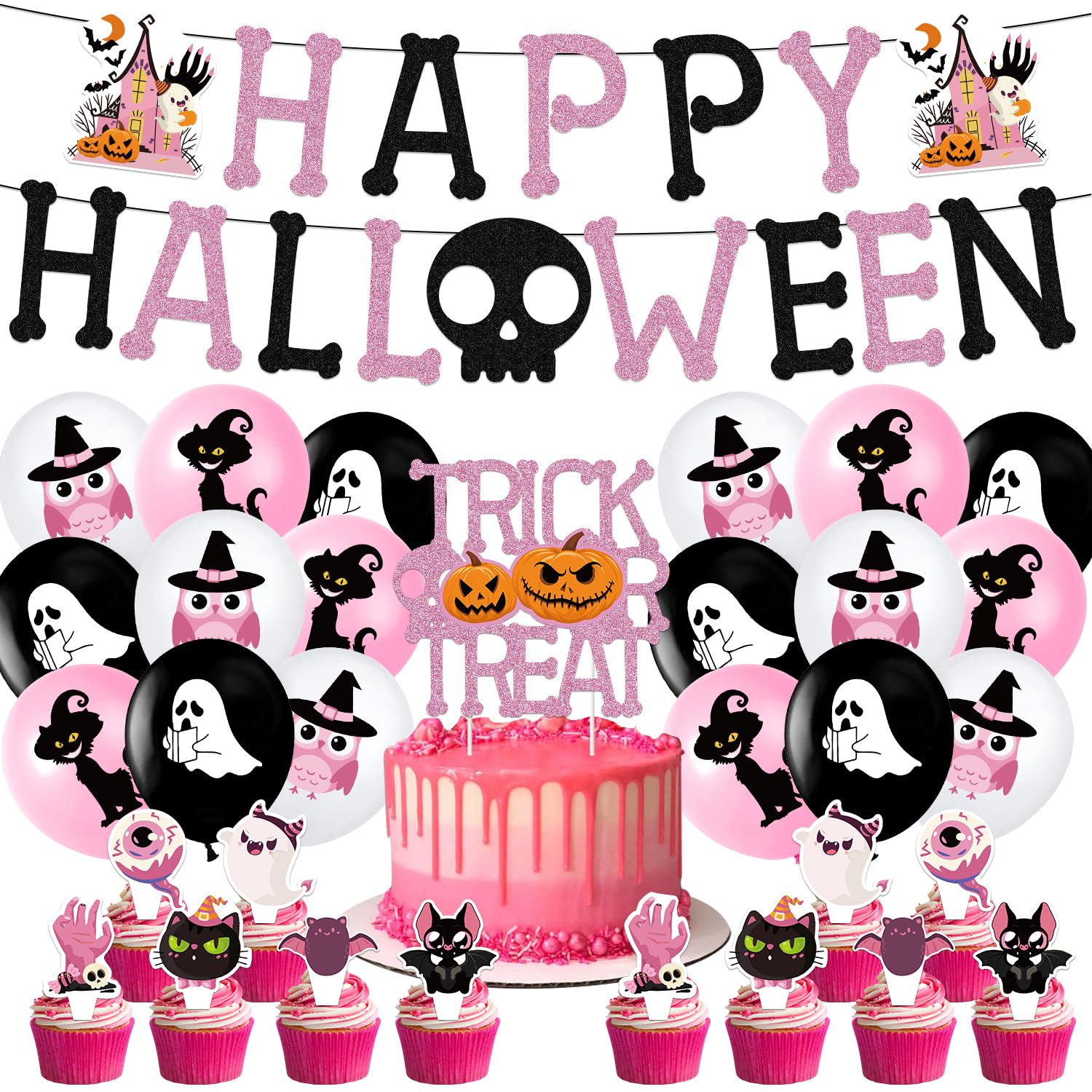 Amazon | ピンク ハロウィンデコレーション ハッピーハロウィンバナー