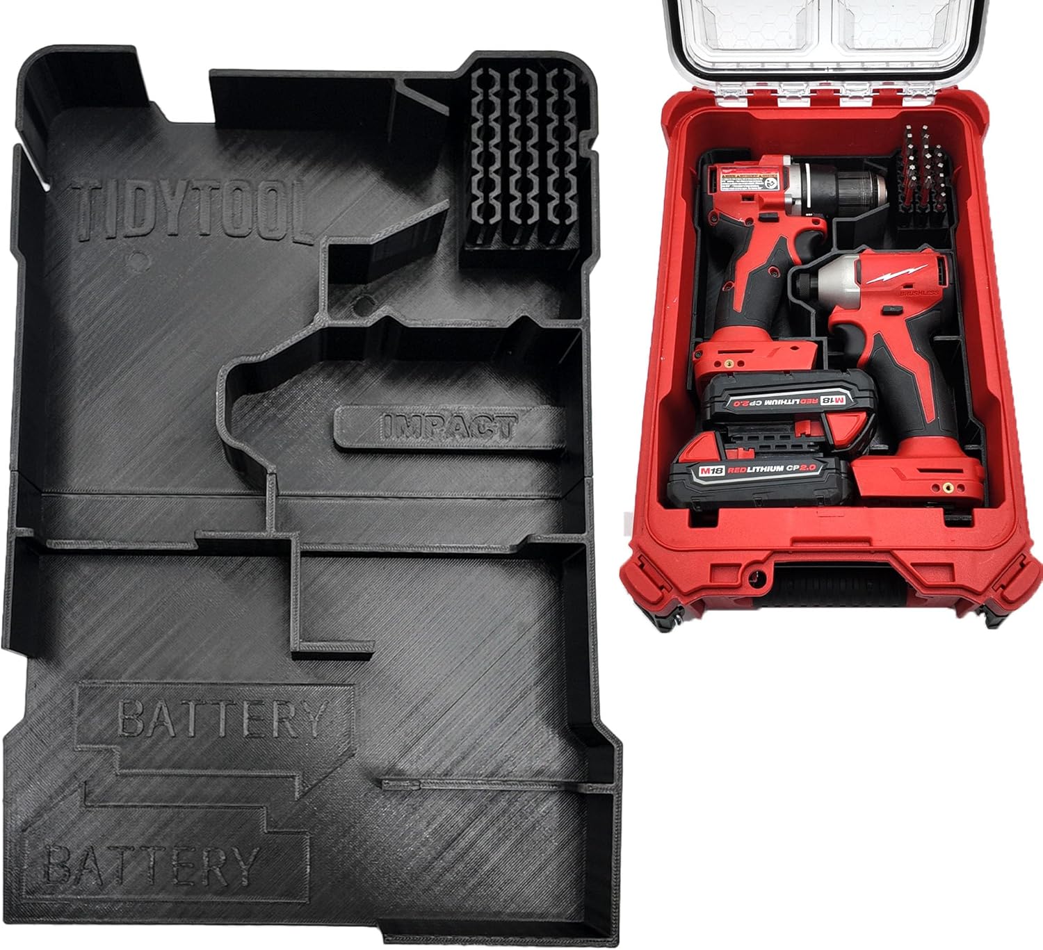 Drill Driver Organizer for Milwaukee M18 Combo Drill/Driver and Impact Set